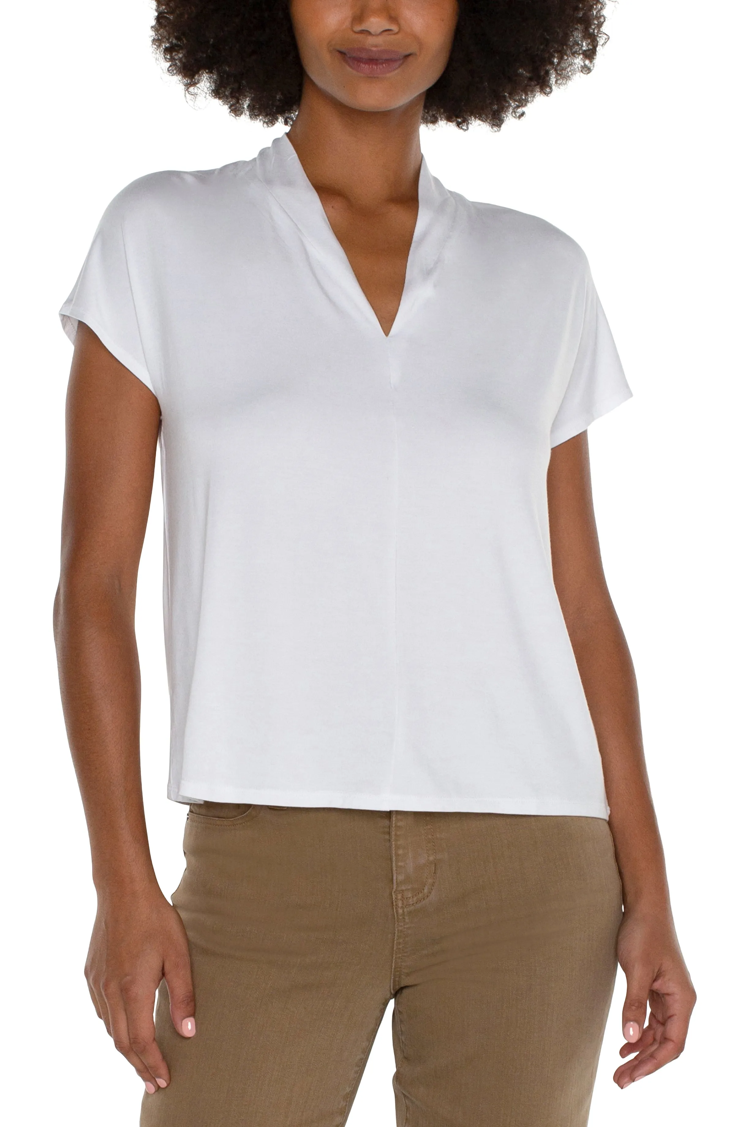 PETITE DOLMAN SLEEVE KNIT TOP WITH SHAWL COLLAR sold by Liverpool Jeans Company