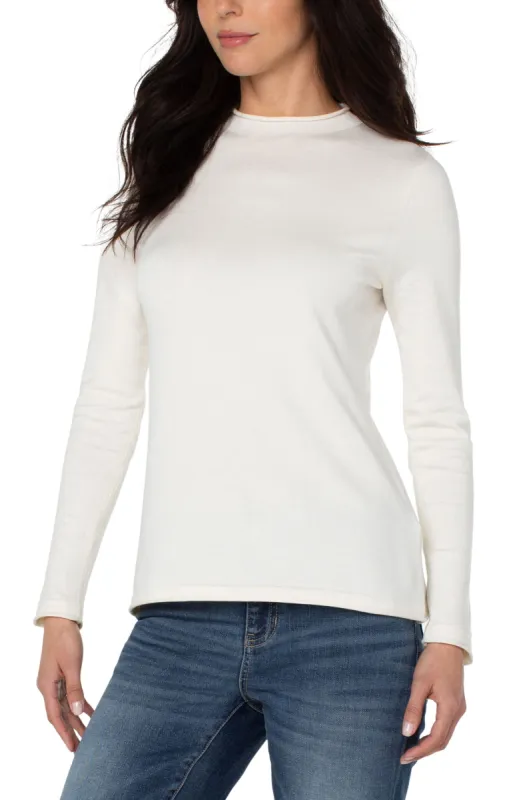 MOCK NECK ROLLED HEM LONG SLEEVE SWEATER sold by Liverpool Jeans Company