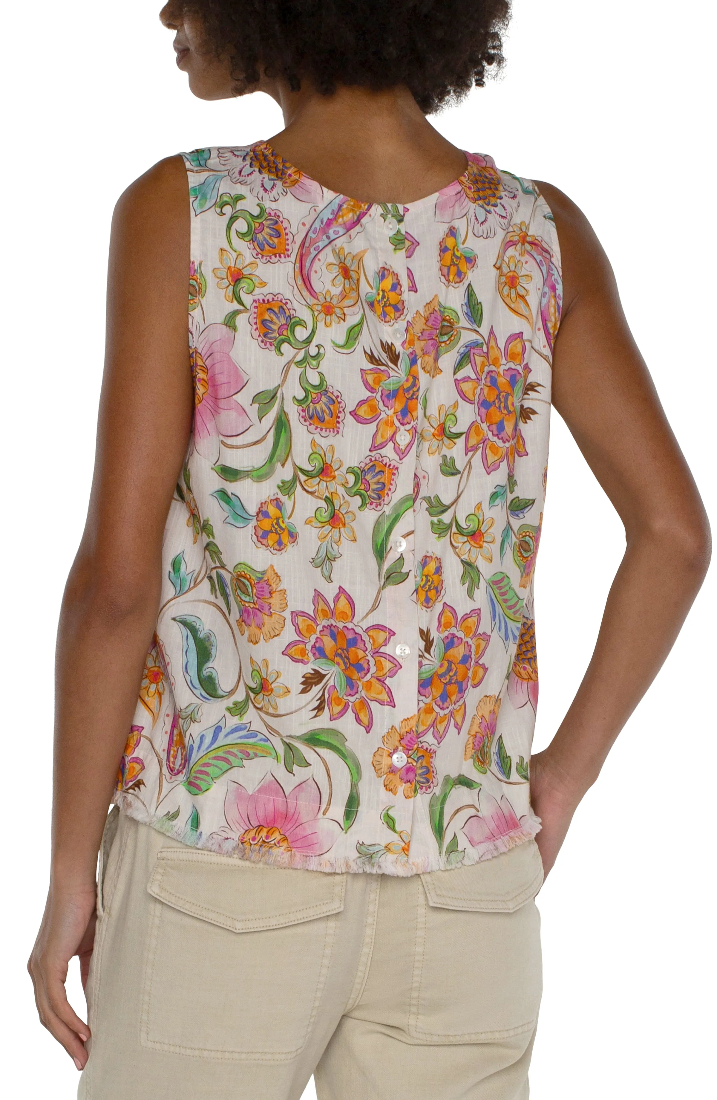 SLEEVELESS WOVEN TOP WITH BUTTON BACK sold by Liverpool Jeans Company product image thumbnail 3