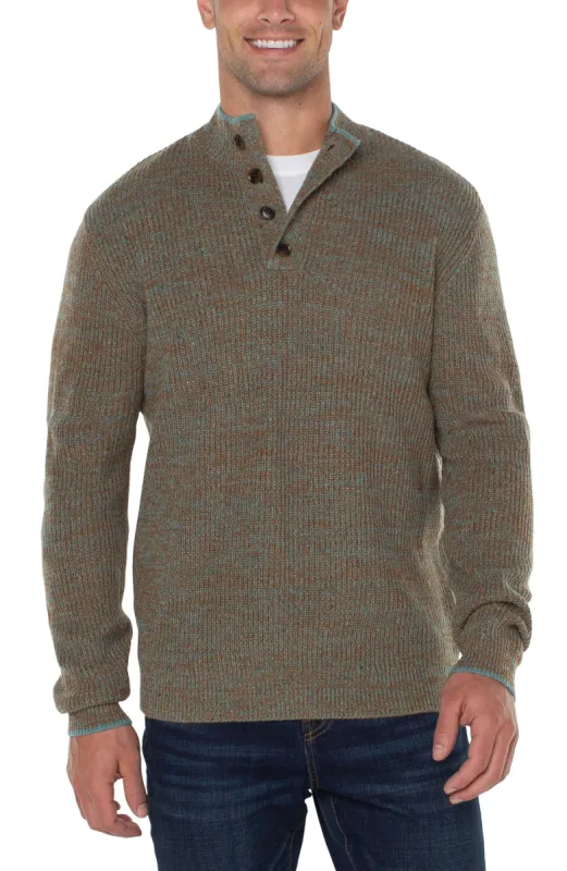 BUTTON MOCK NECK SWEATER sold by Liverpool Jeans Company