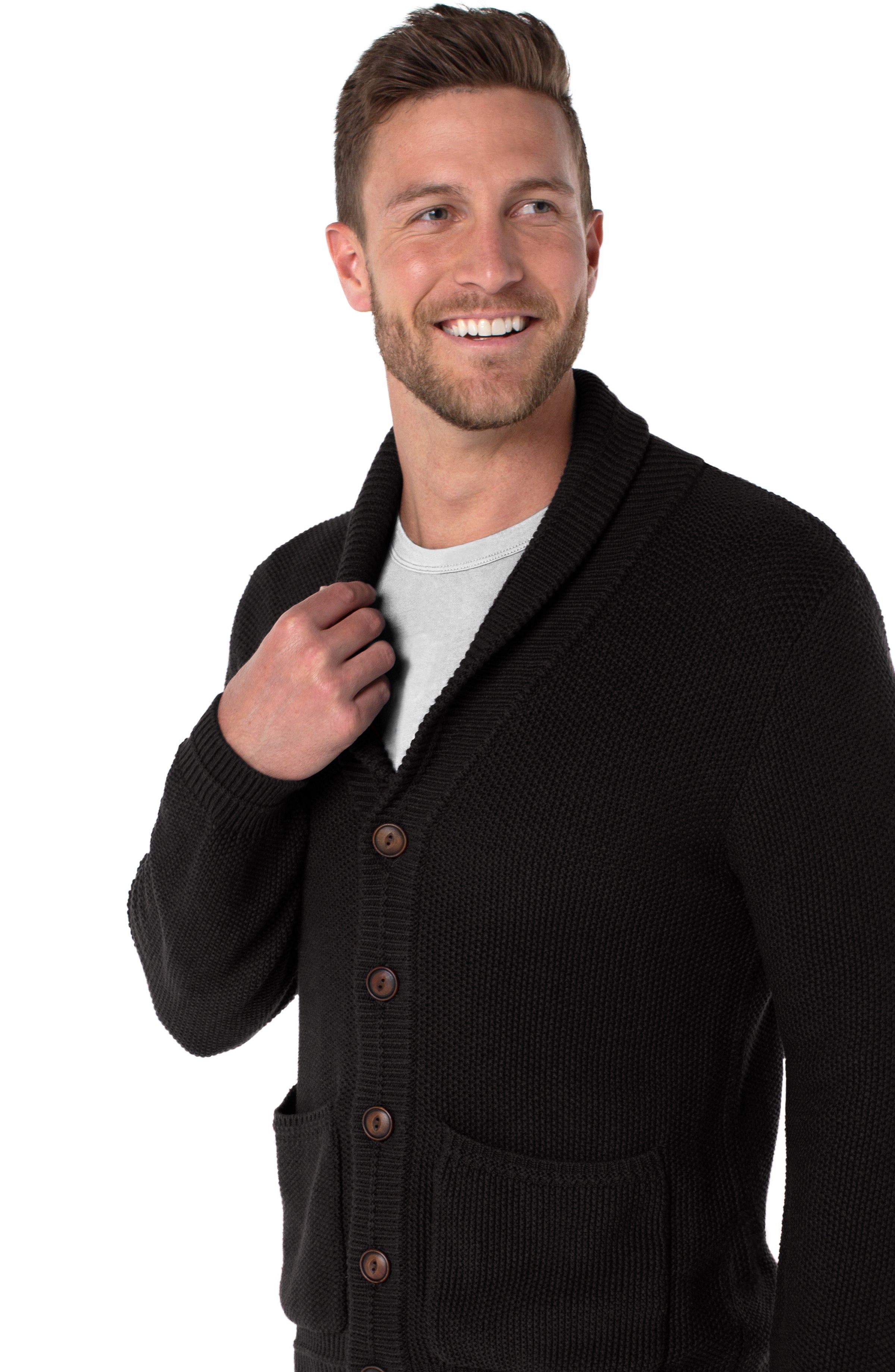 BIRDSEYE STITCH SHAWL COLLAR CARDIGAN sold by Liverpool Jeans Company product image thumbnail 2