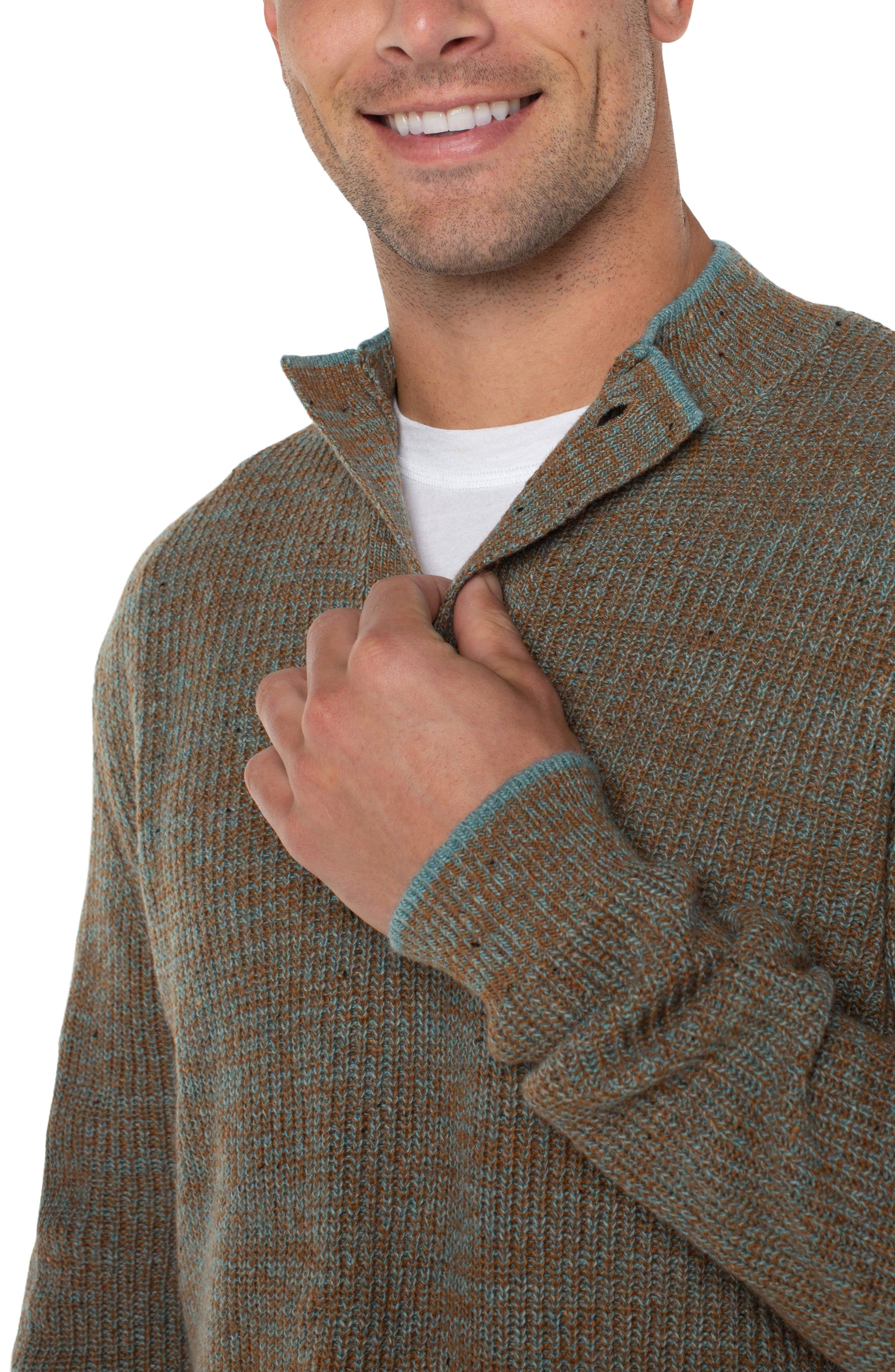 BUTTON MOCK NECK SWEATER sold by Liverpool Jeans Company product image thumbnail 2