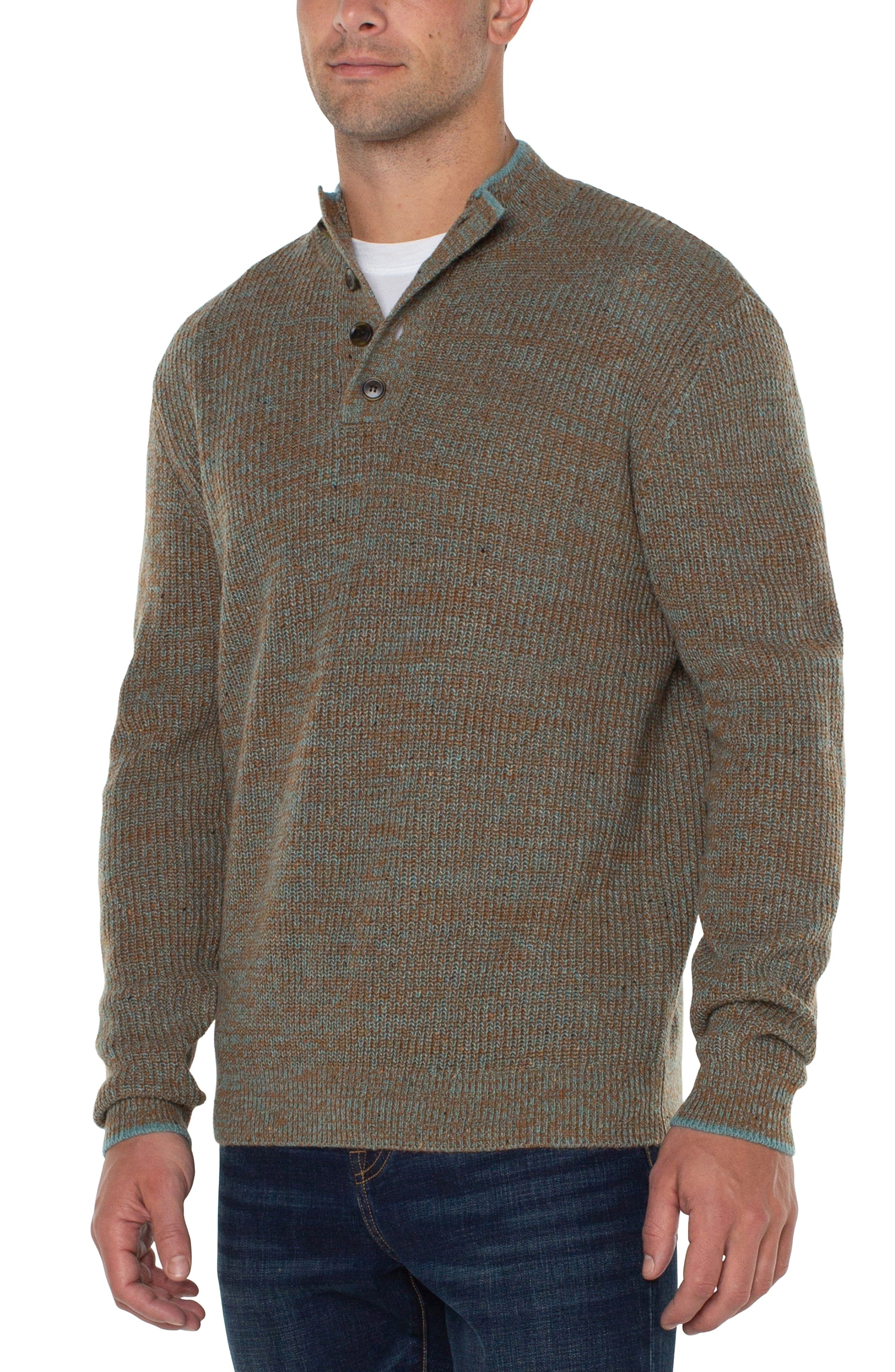 BUTTON MOCK NECK SWEATER sold by Liverpool Jeans Company product image thumbnail 4