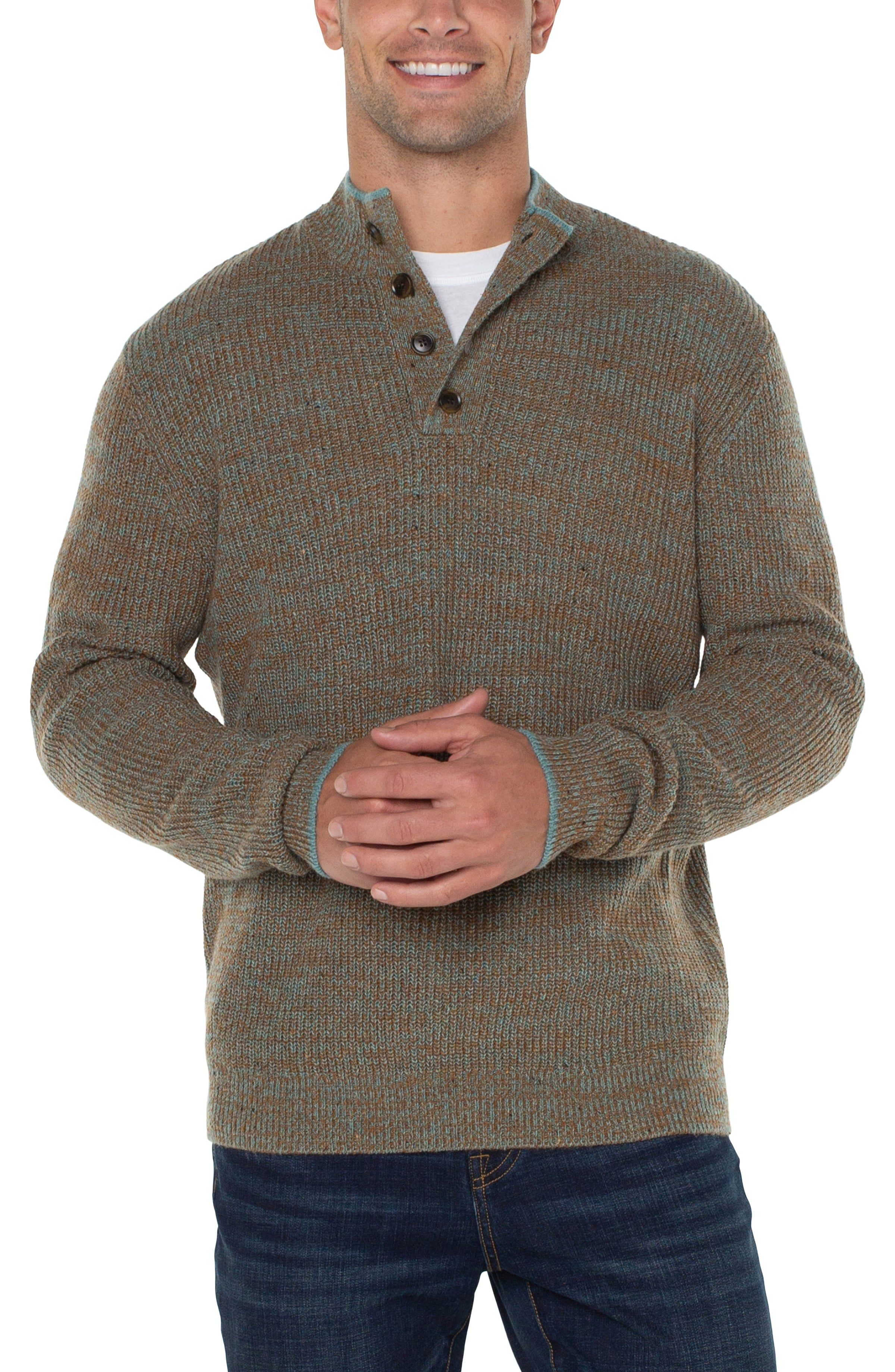 BUTTON MOCK NECK SWEATER sold by Liverpool Jeans Company product image thumbnail 5
