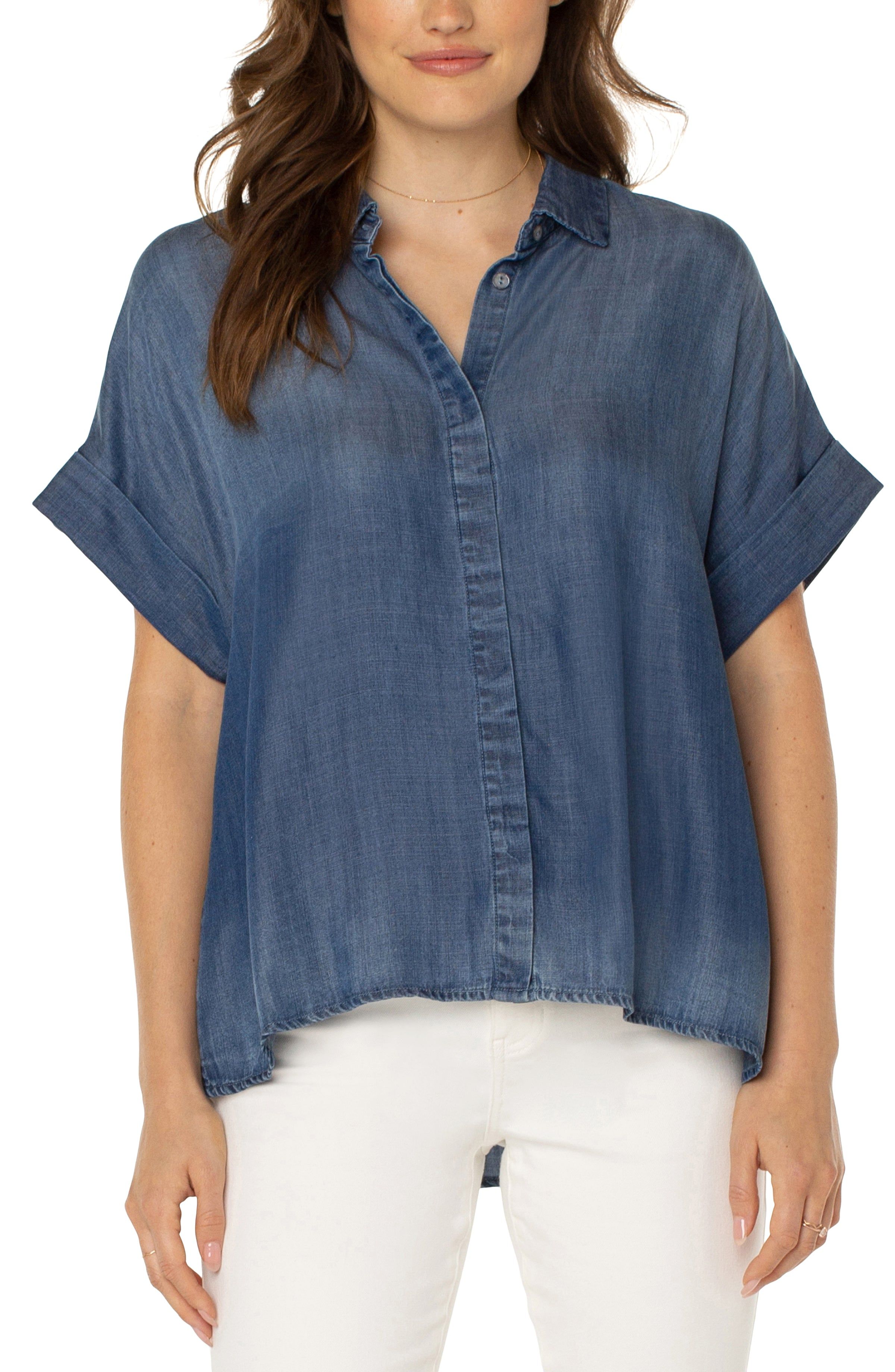 PETITE COLLARED CAMP SHIRT sold by Liverpool Jeans Company