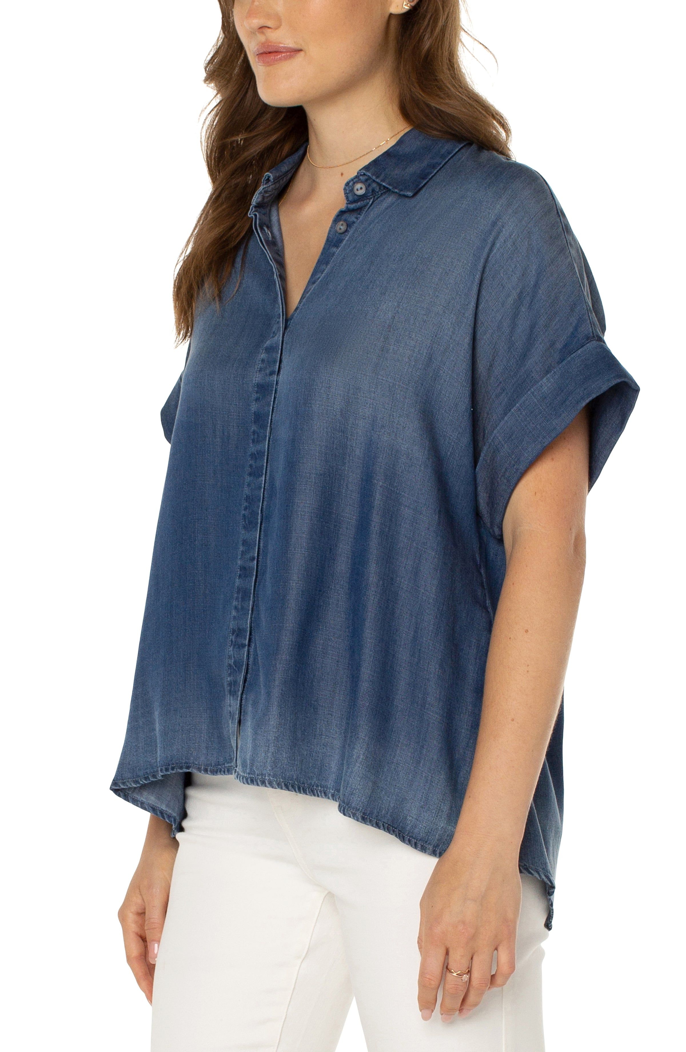 PETITE COLLARED CAMP SHIRT sold by Liverpool Jeans Company product image thumbnail 4