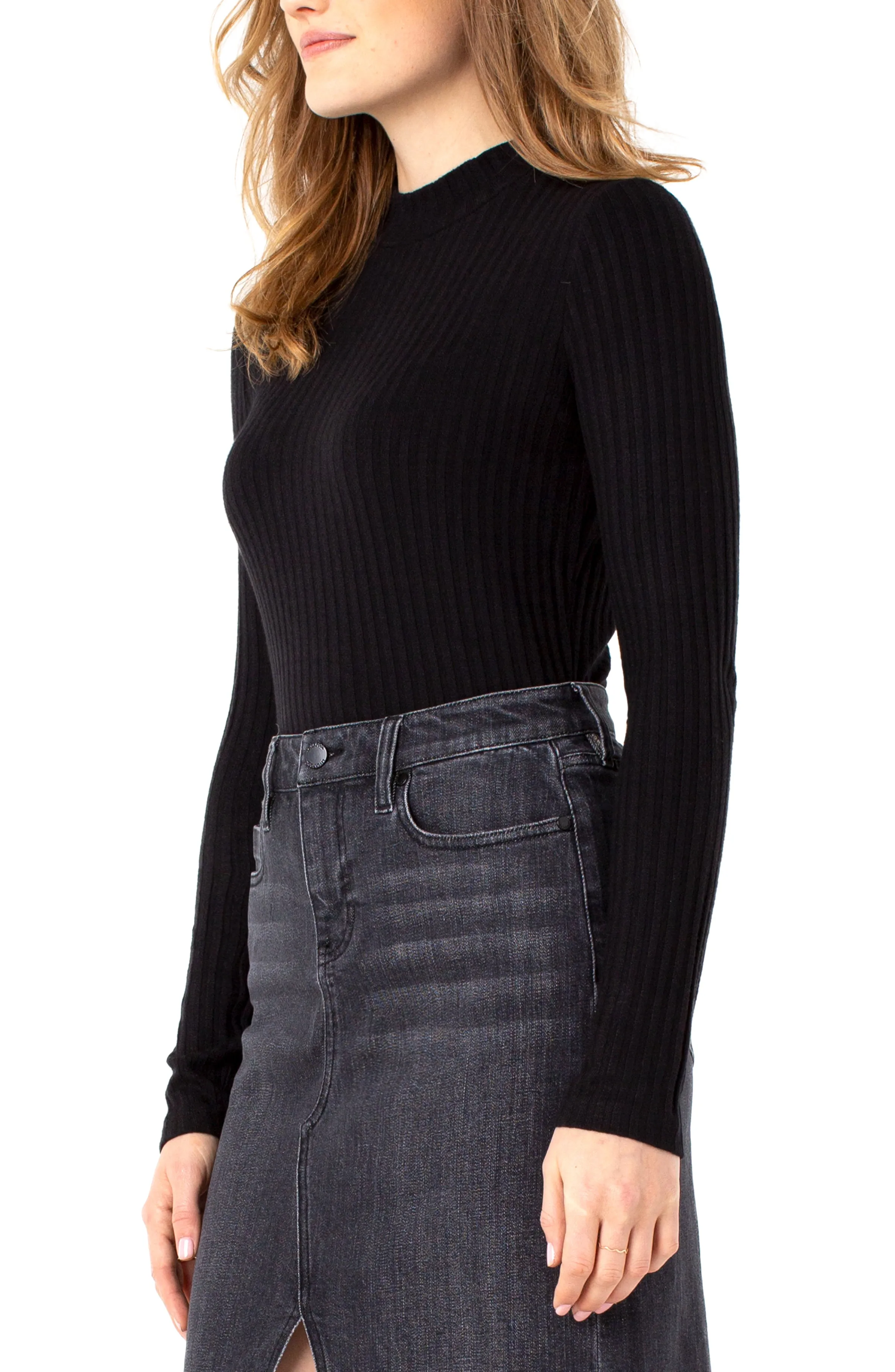 MOCK NECK LONG SLEEVE KNIT TOP sold by Liverpool Jeans Company product image thumbnail 4