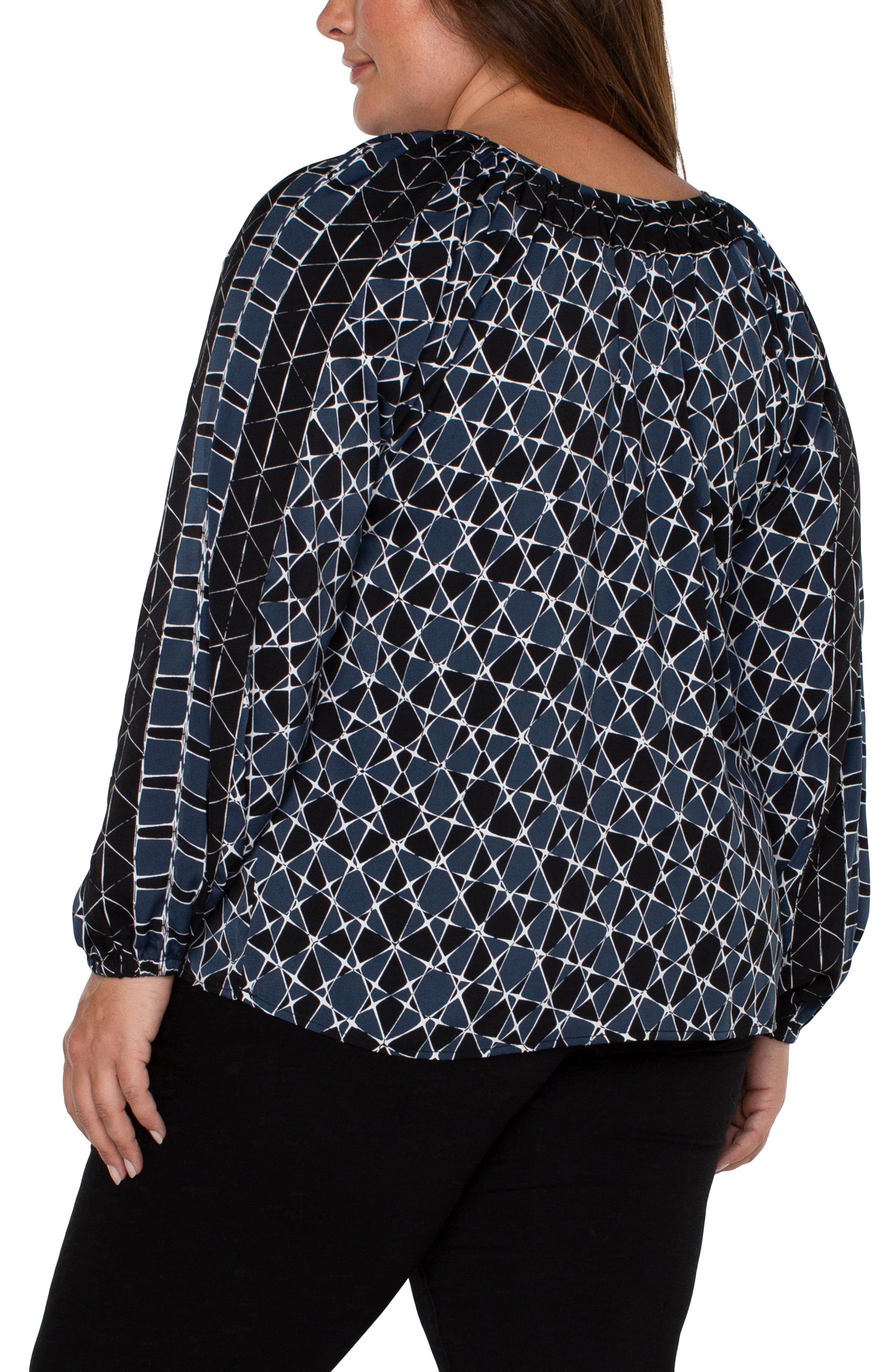 LONG SLEEVE SHIRRED WOVEN BLOUSE sold by Liverpool Jeans Company product image thumbnail 2