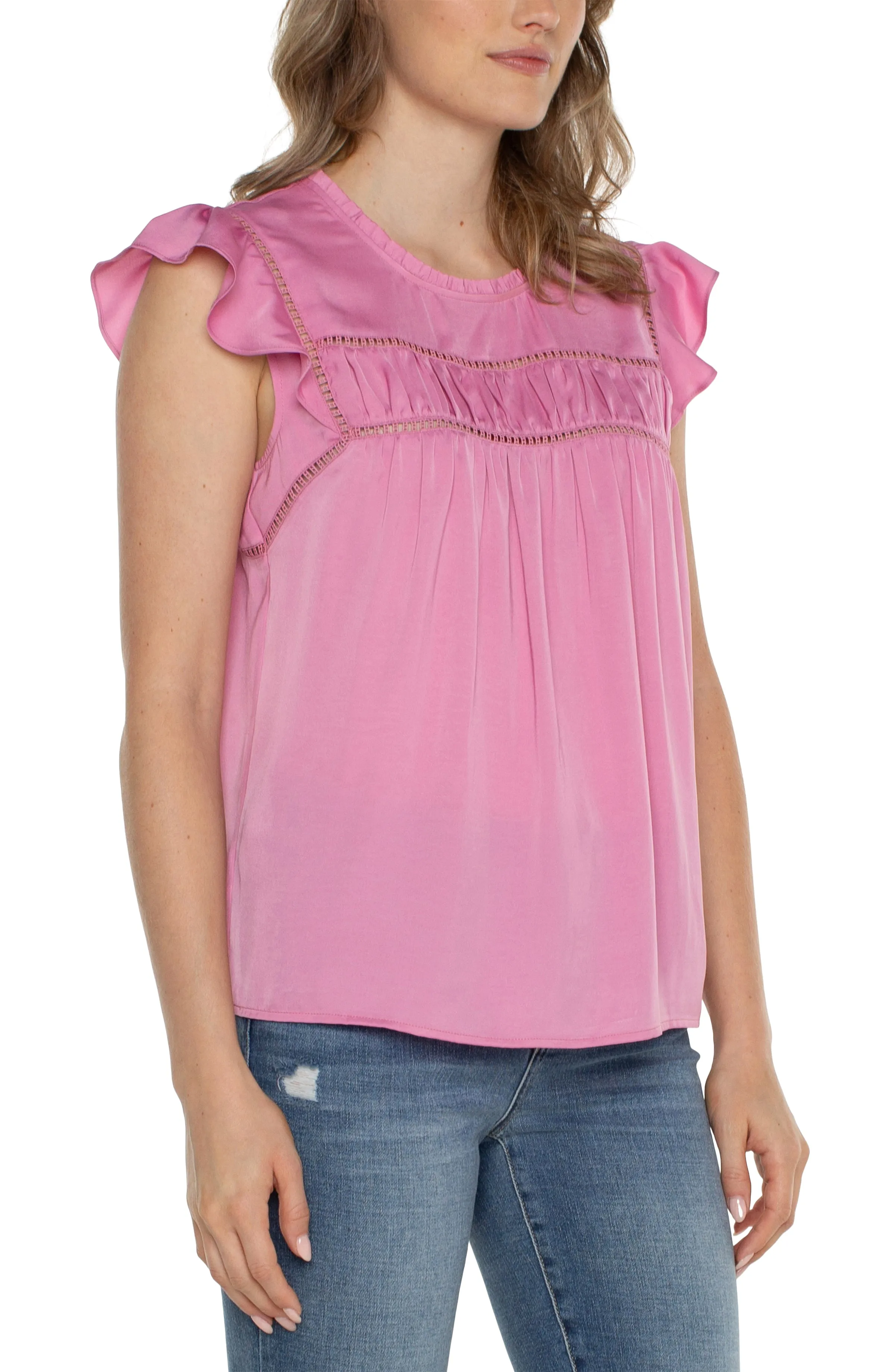 FLUTTER SLEEVE WOVEN TOP sold by Liverpool Jeans Company product image thumbnail 4