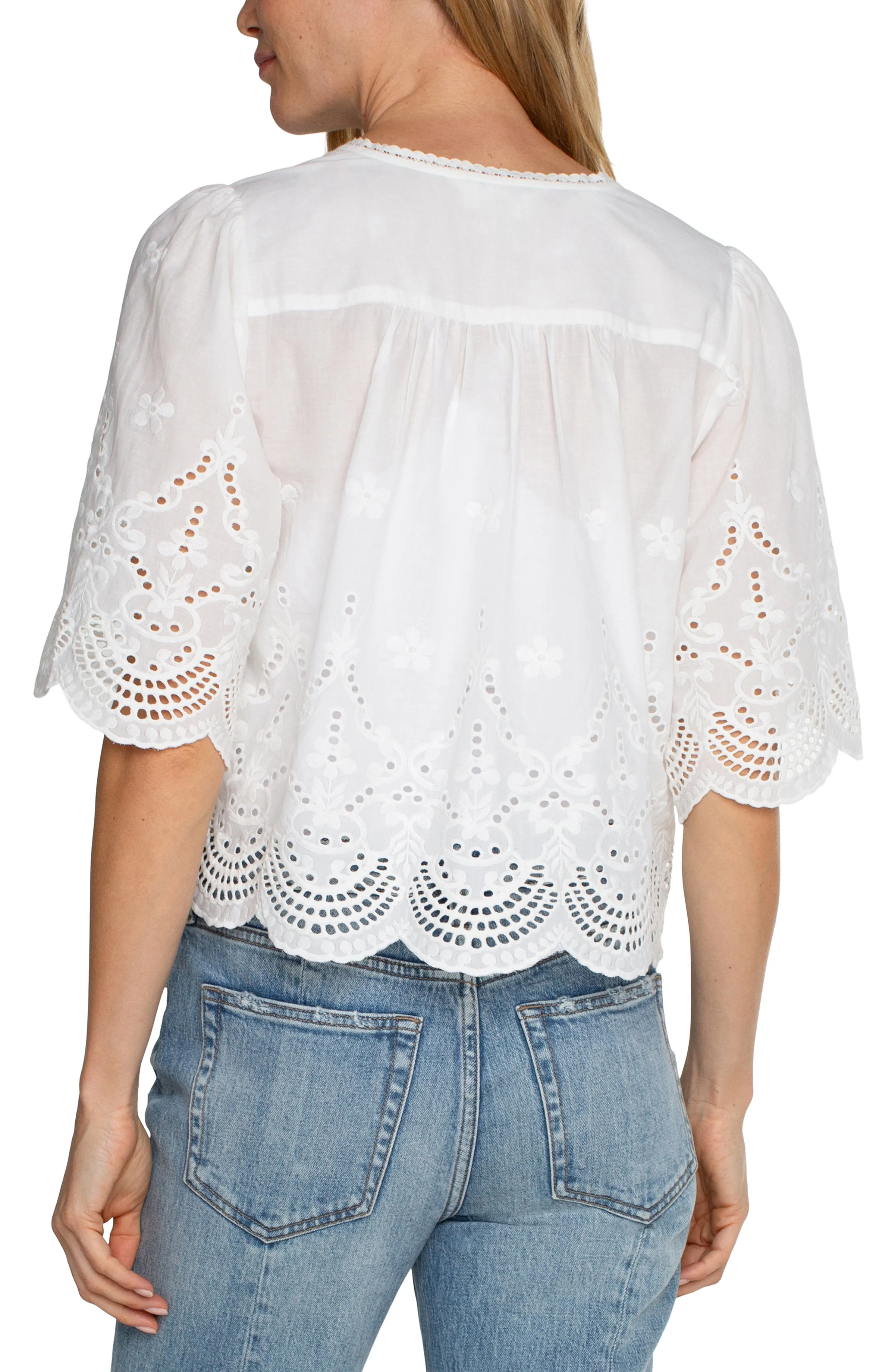 EMBROIDERED WOVEN TOP WITH FRONT TIE sold by Liverpool Jeans Company product image thumbnail 2