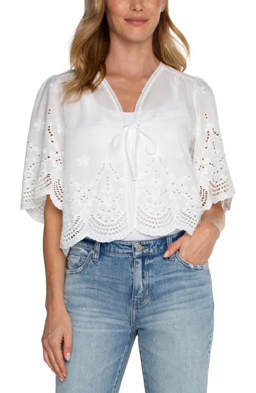 EMBROIDERED WOVEN TOP WITH FRONT TIE sold by Liverpool Jeans Company