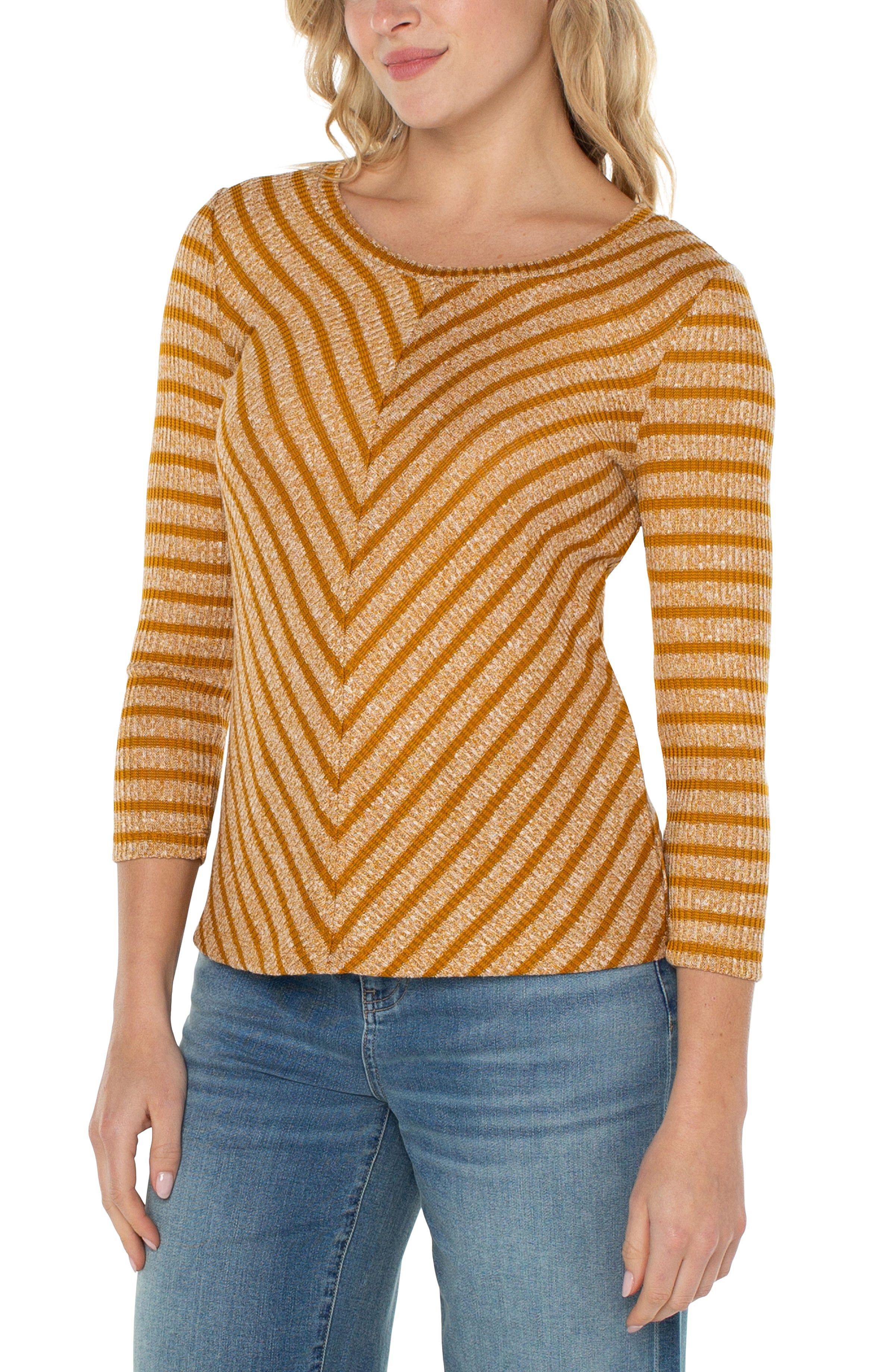 3/4 SLEEVE KNIT TOP WITH MITER FRONT sold by Liverpool Jeans Company product image thumbnail 4