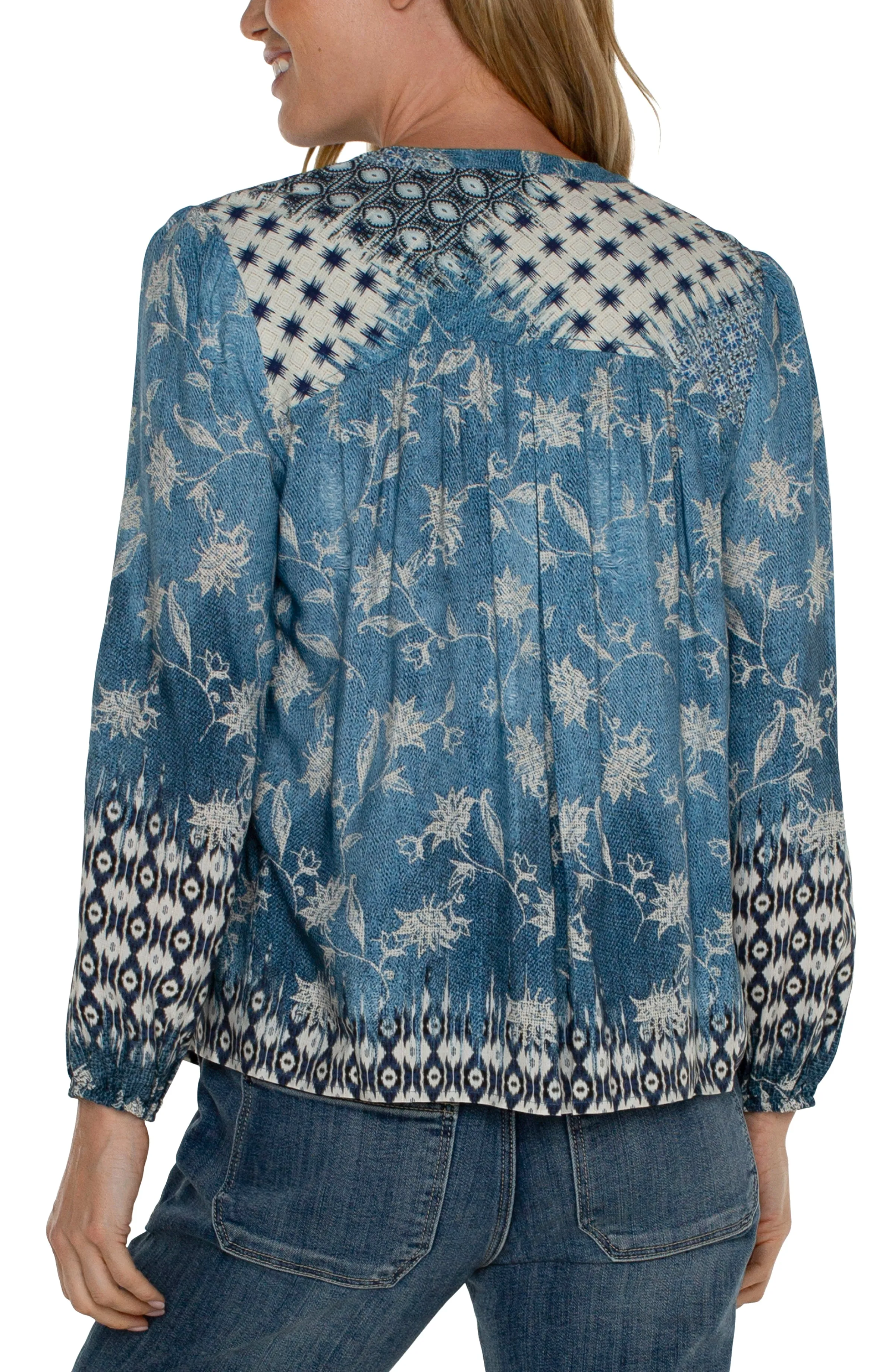 LONG SLEEVE BUTTON FRONT WOVEN TOP sold by Liverpool Jeans Company product image thumbnail 2