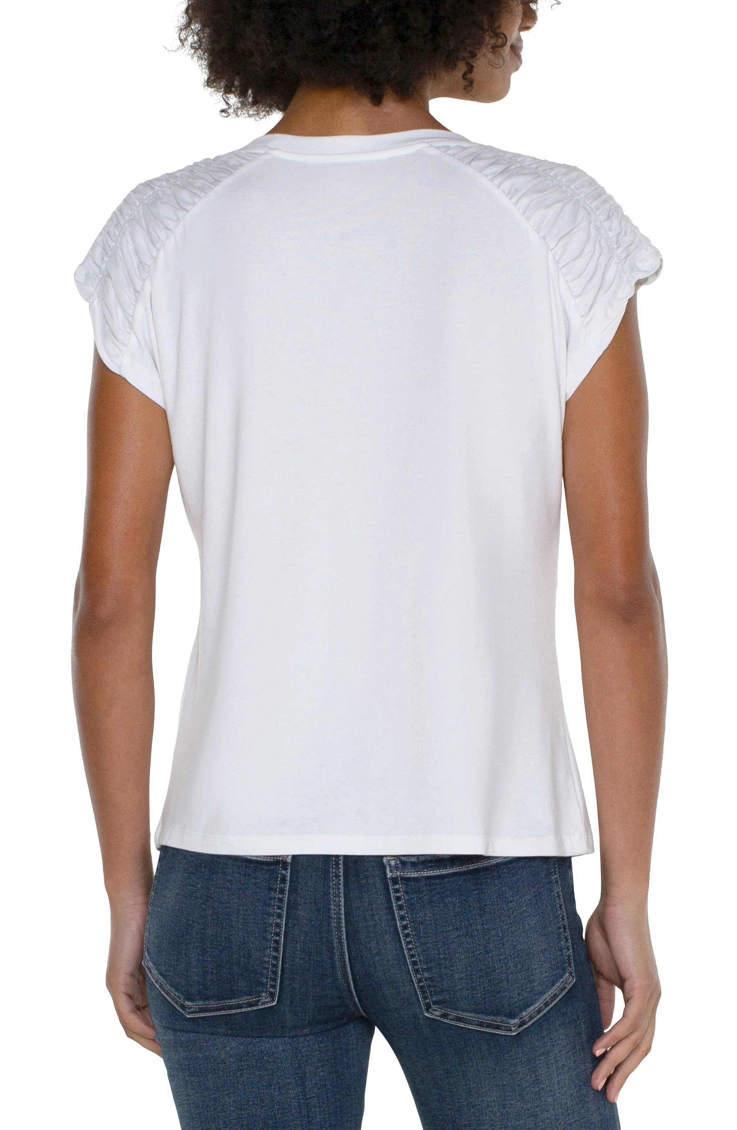 SMOCKED SHOULDER RAGLAN KNIT TOP sold by Liverpool Jeans Company product image thumbnail 2