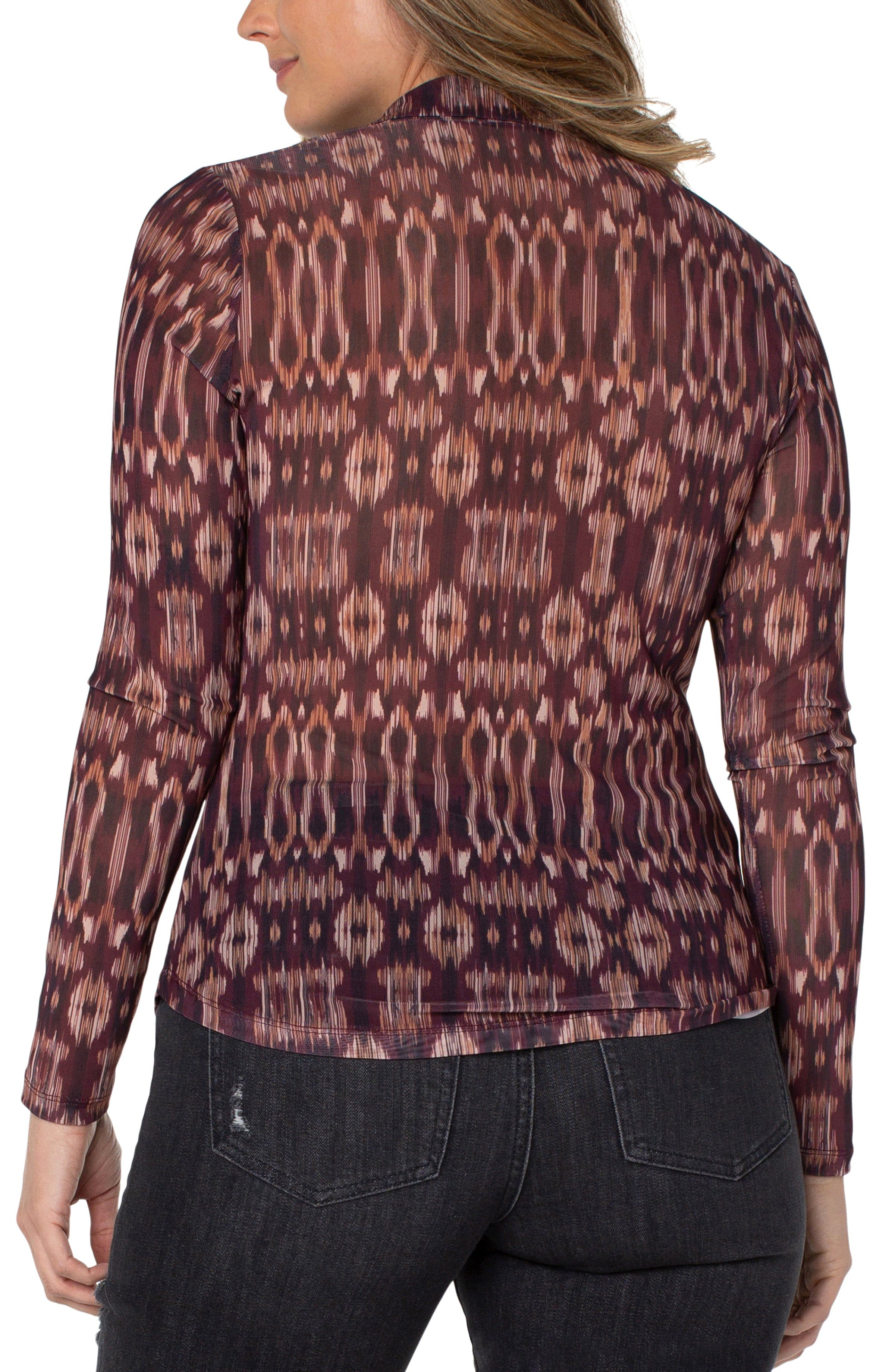 LONG SLEEVE MESH BUTTON FRONT KNIT sold by Liverpool Jeans Company product image thumbnail 4