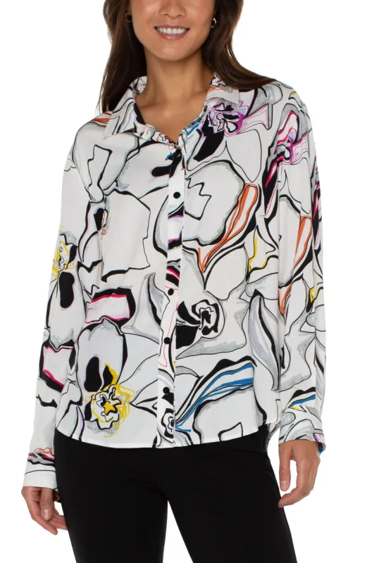 BUTTON UP WOVEN BLOUSE sold by Liverpool Jeans Company