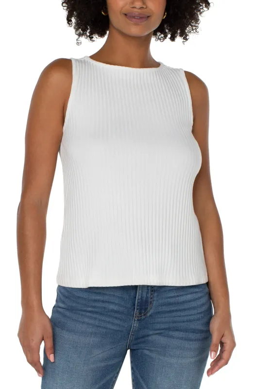 SLEEVELESS BOAT NECK RIB KNIT TOP sold by Liverpool Jeans Company