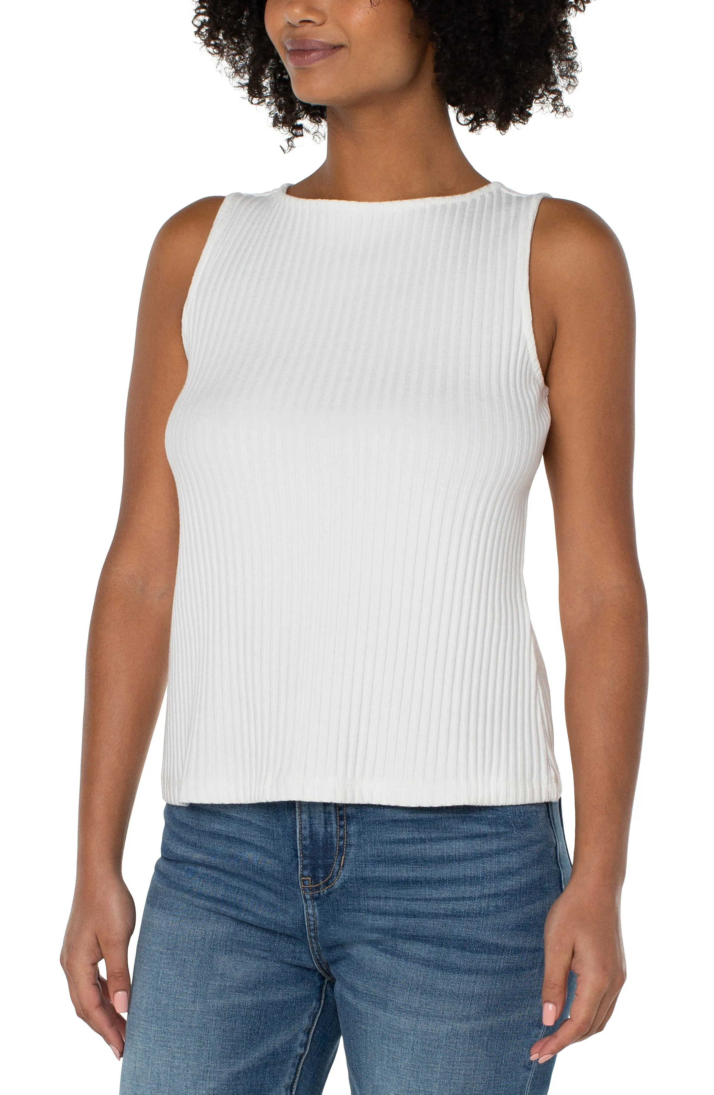 PETITE SLEEVELESS BOAT NECK RIB KNIT TOP sold by Liverpool Jeans Company product image thumbnail 4