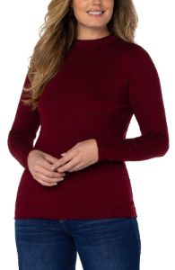 MOCK NECK ROLLED HEM LONG SLEEVE SWEATER sold by Liverpool Jeans Company