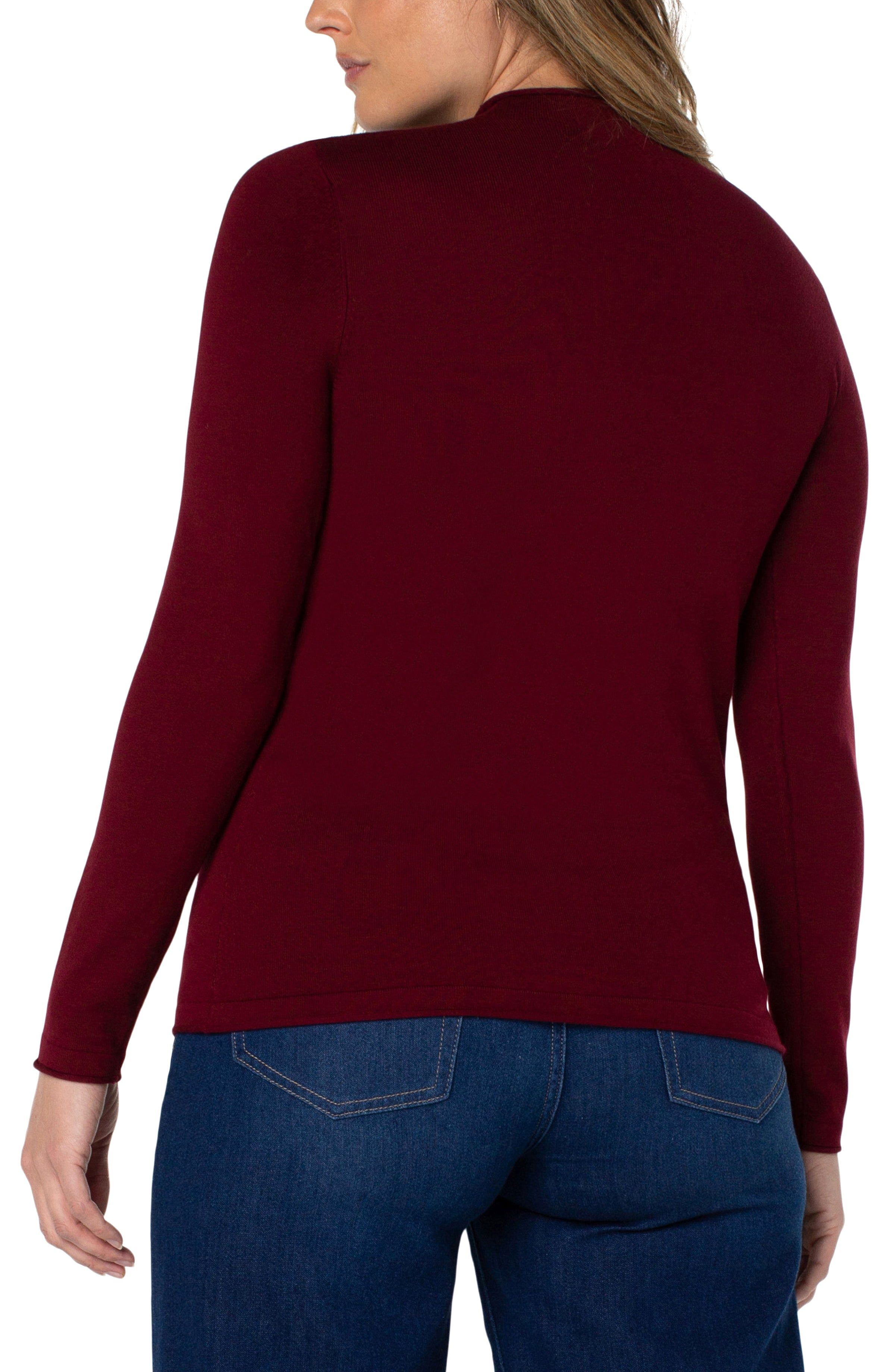 MOCK NECK ROLLED HEM LONG SLEEVE SWEATER sold by Liverpool Jeans Company product image thumbnail 3