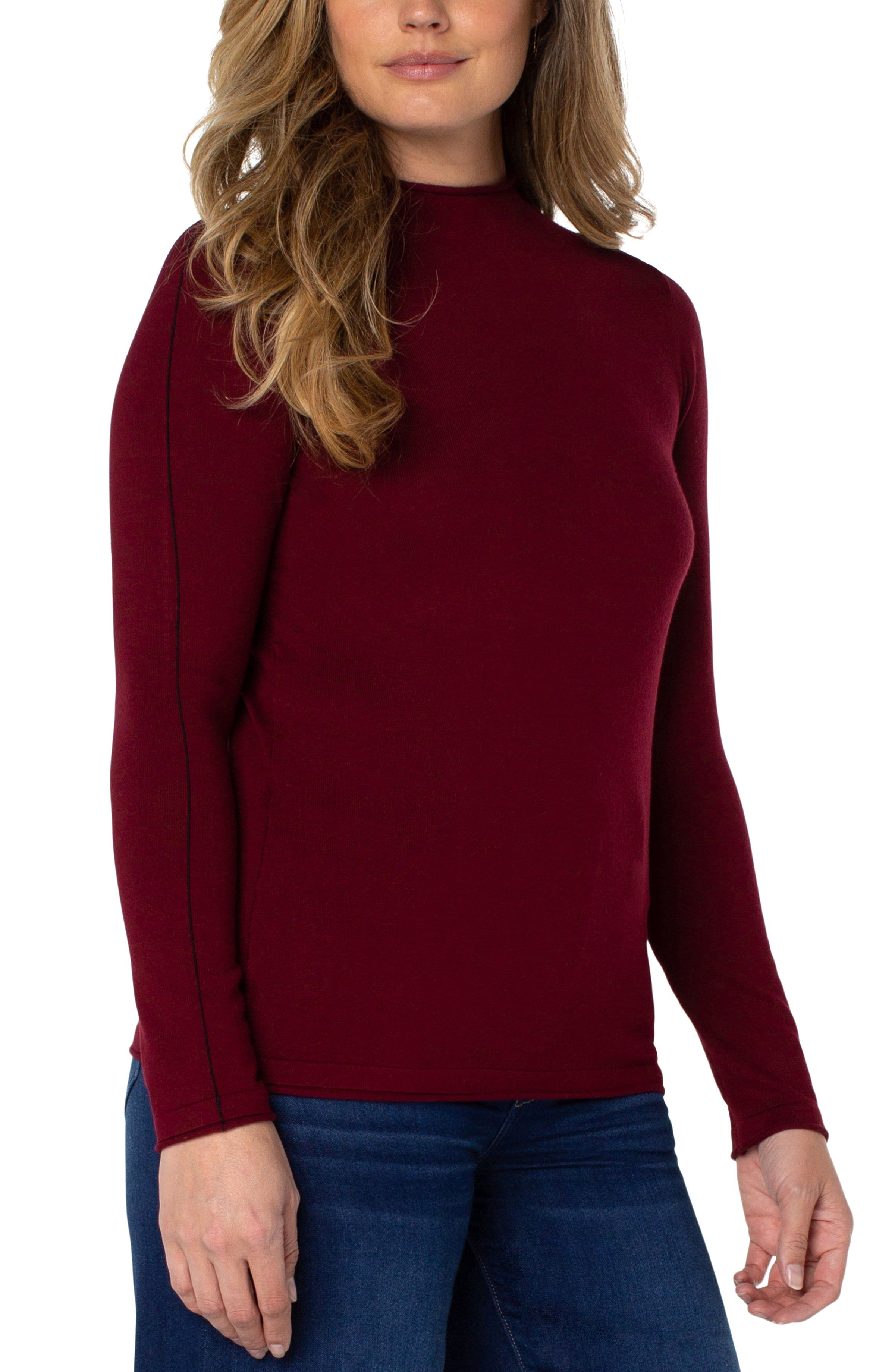 MOCK NECK ROLLED HEM LONG SLEEVE SWEATER sold by Liverpool Jeans Company product image thumbnail 4