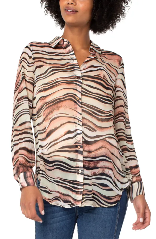 BUTTON FRONT SHIRT WITH INVERTED PLEAT made by Liverpool Jeans Company