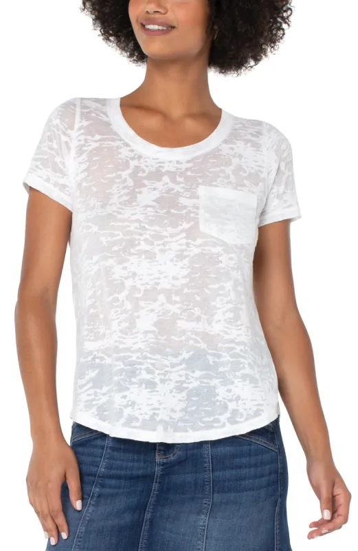 SCOOP NECK SHORT SLEEVE BURNOUT TEE sold by Liverpool Jeans Company