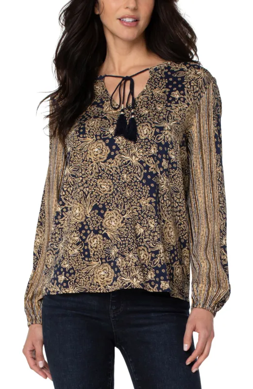 TIE FRONT POPOVER BLOUSE sold by Liverpool Jeans Company