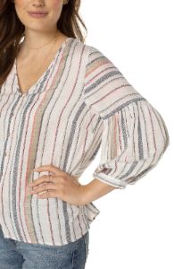 BUTTON FRONT PEASANT BLOUSE sold by Liverpool Jeans Company