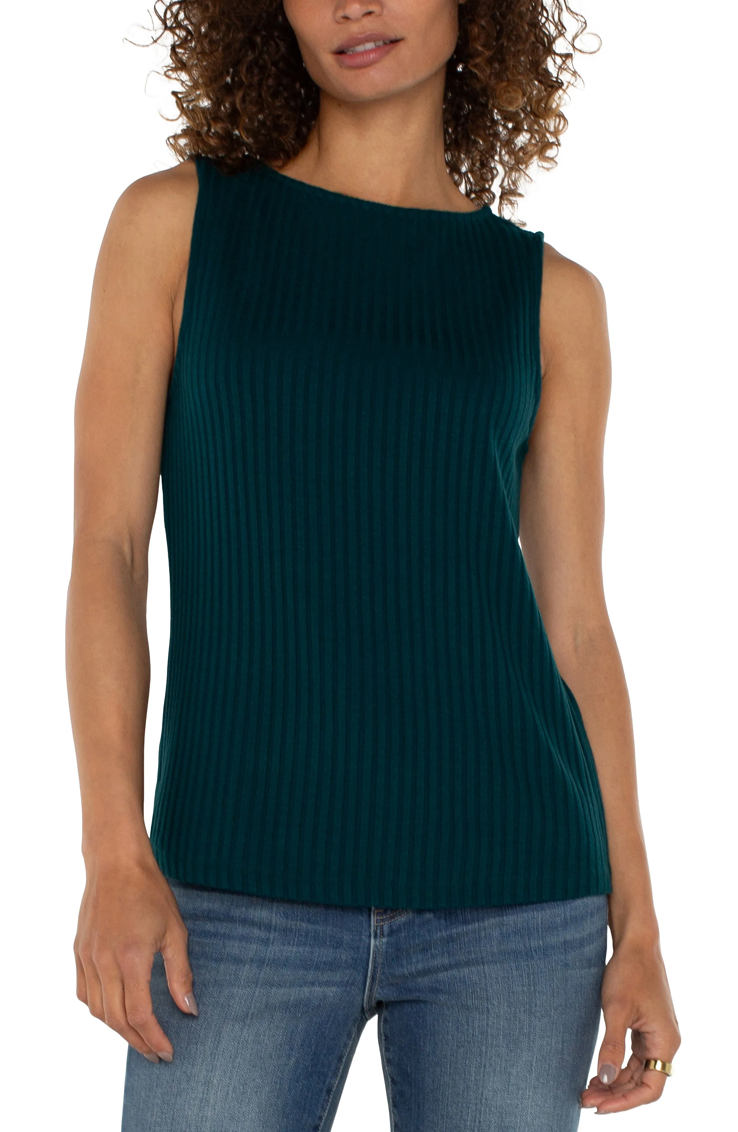 SLEEVELESS BOAT NECK RIB KNIT TOP sold by Liverpool Jeans Company product image thumbnail 2