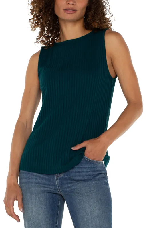 SLEEVELESS BOAT NECK RIB KNIT TOP sold by Liverpool Jeans Company