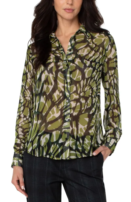BUTTON UP WOVEN BLOUSE sold by Liverpool Jeans Company