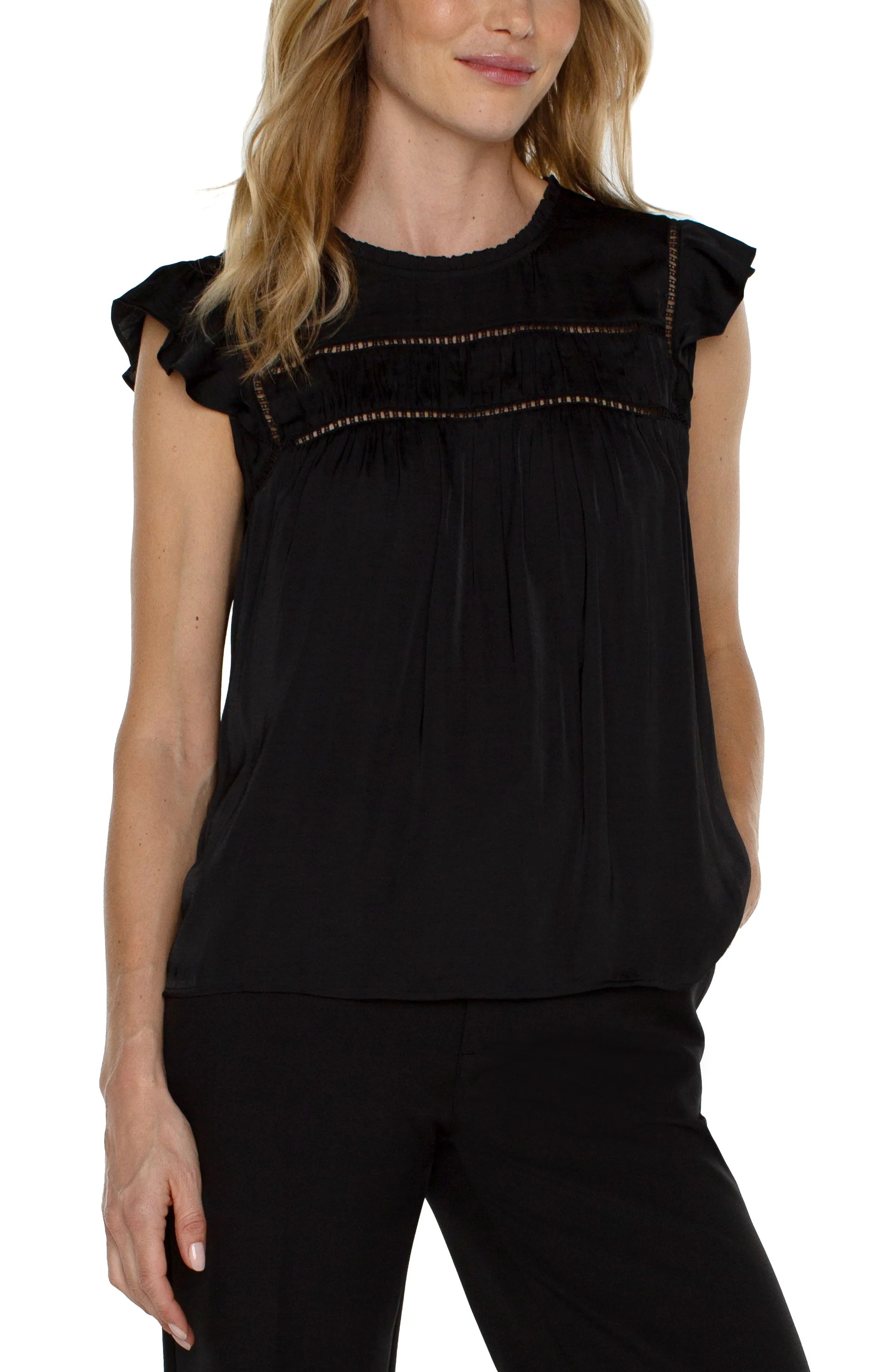 FLUTTER SLEEVE WOVEN TOP sold by Liverpool Jeans Company product image thumbnail 3