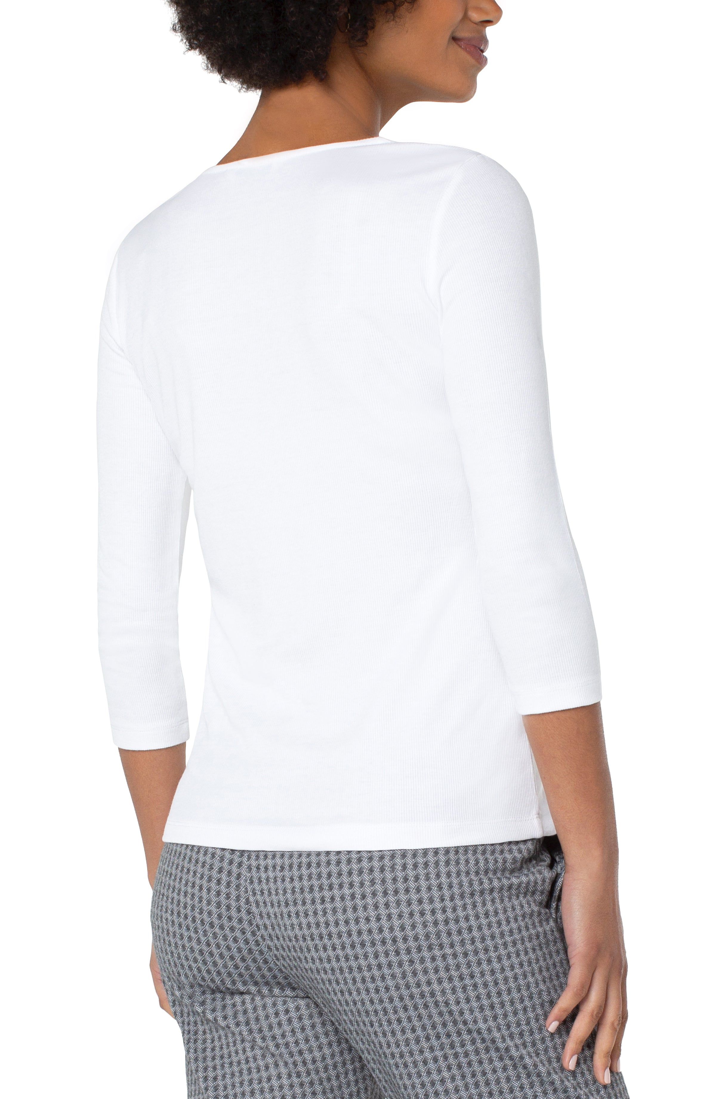 SQUARE NECK 3/4 SLEEVE RIB KNIT TOP sold by Liverpool Jeans Company product image thumbnail 4