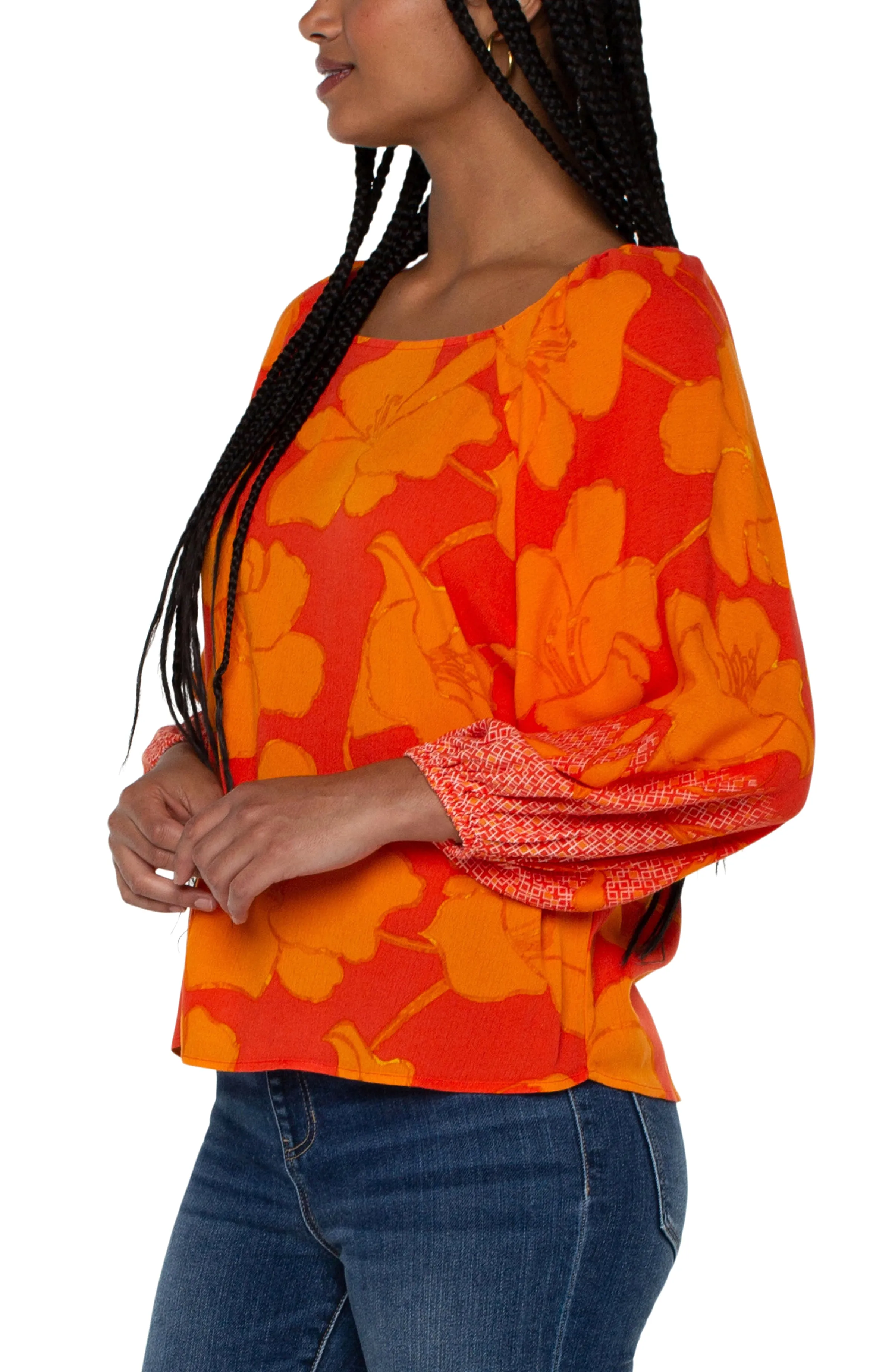 3/4 PUFF SLEEVE SQUARE NECK TOP sold by Liverpool Jeans Company product image thumbnail 3