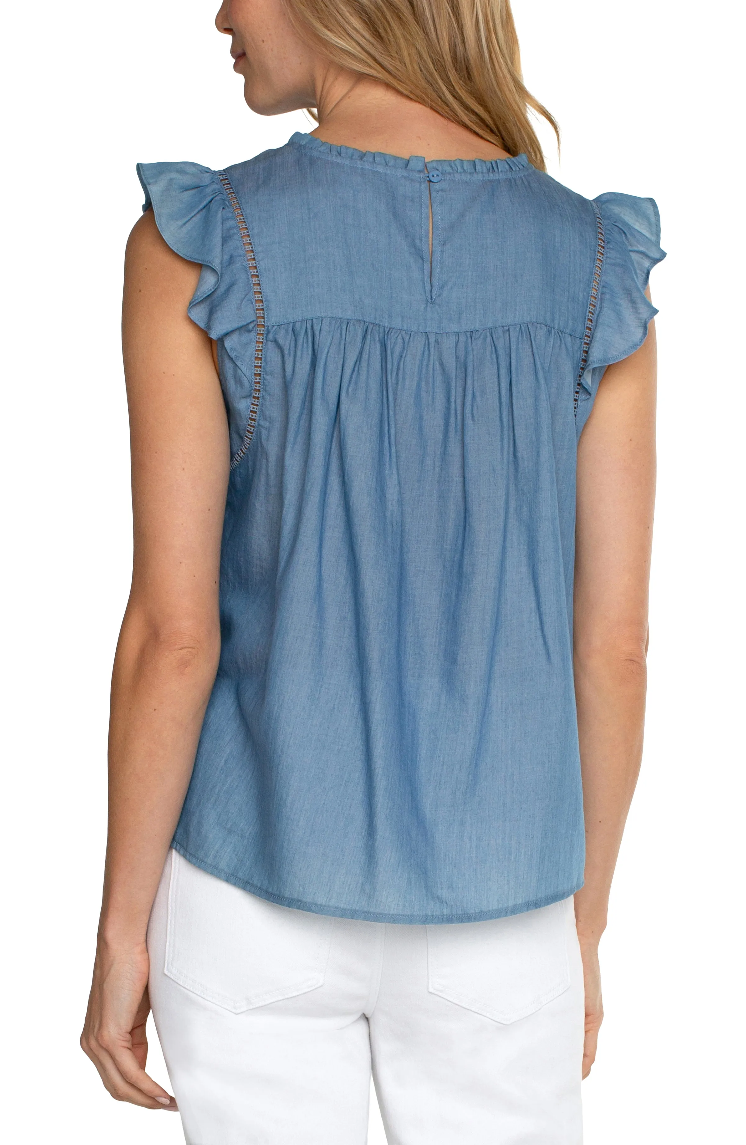 FLUTTER SLEEVE WOVEN TOP sold by Liverpool Jeans Company product image thumbnail 2