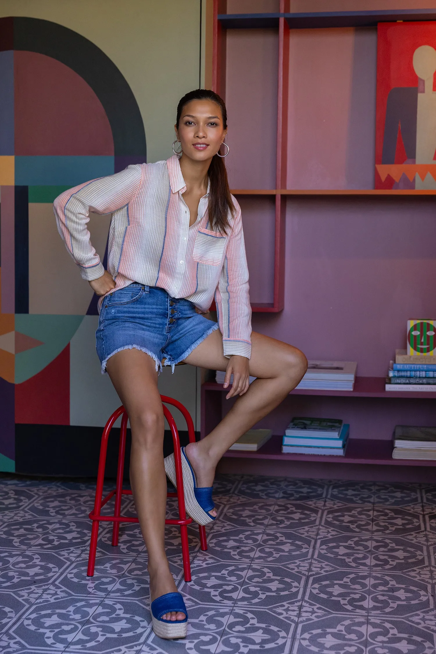 BUTTON FRONT SHIRT WITH INVERTED PLEAT sold by Liverpool Jeans Company product image thumbnail 2