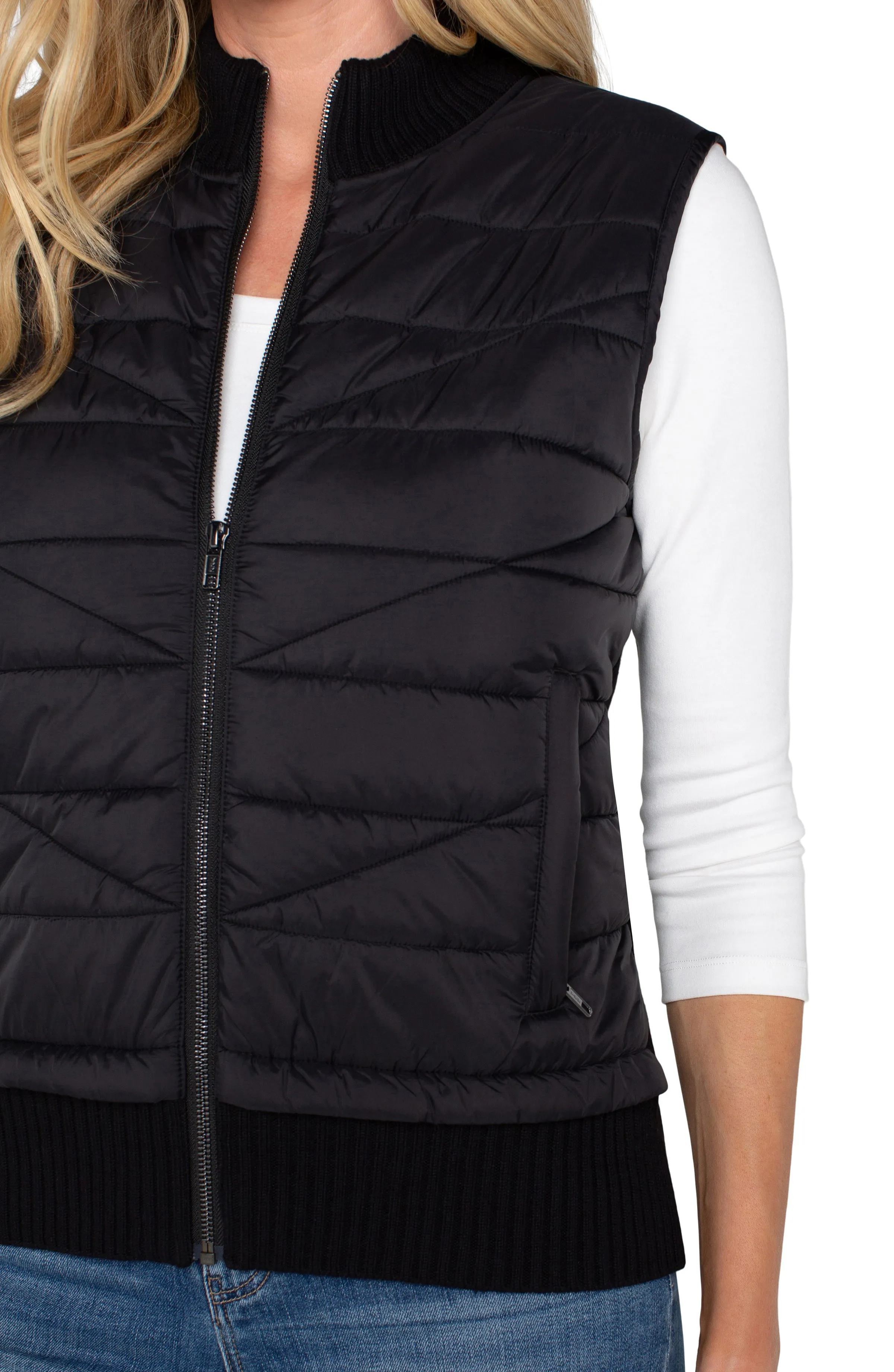 PETITE SLEEVELESS QUILTED FULL ZIP SWEATER VEST sold by Liverpool Jeans Company product image thumbnail 2