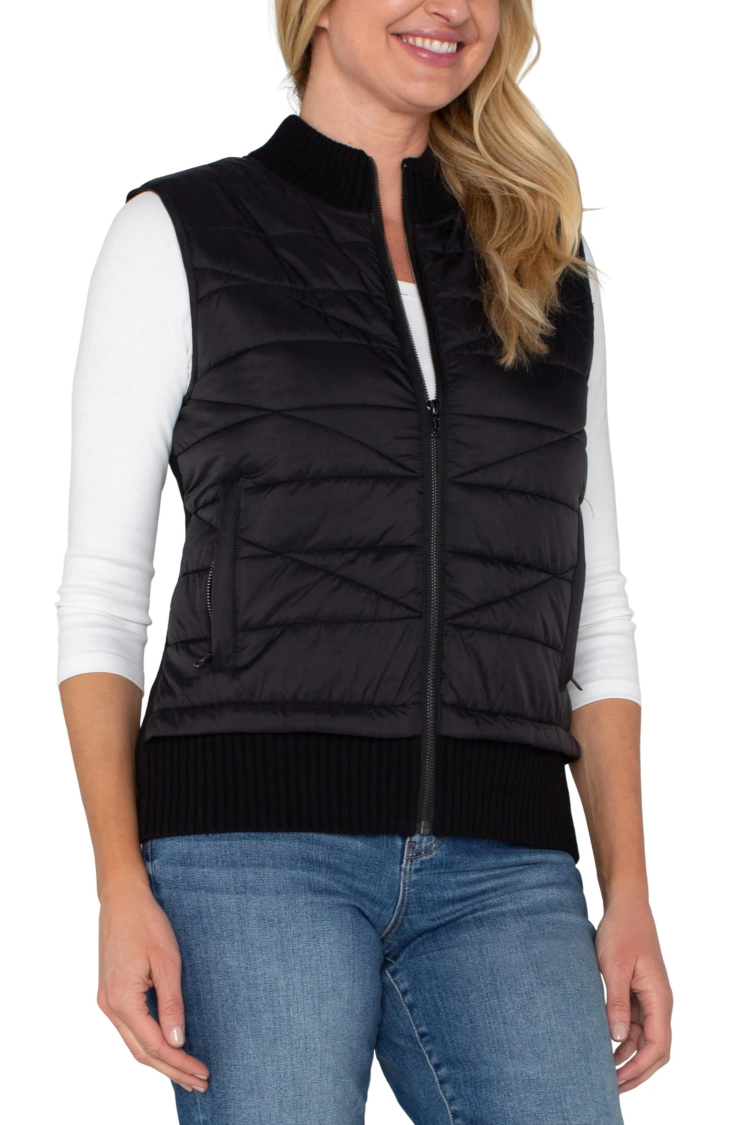 PETITE SLEEVELESS QUILTED FULL ZIP SWEATER VEST sold by Liverpool Jeans Company
