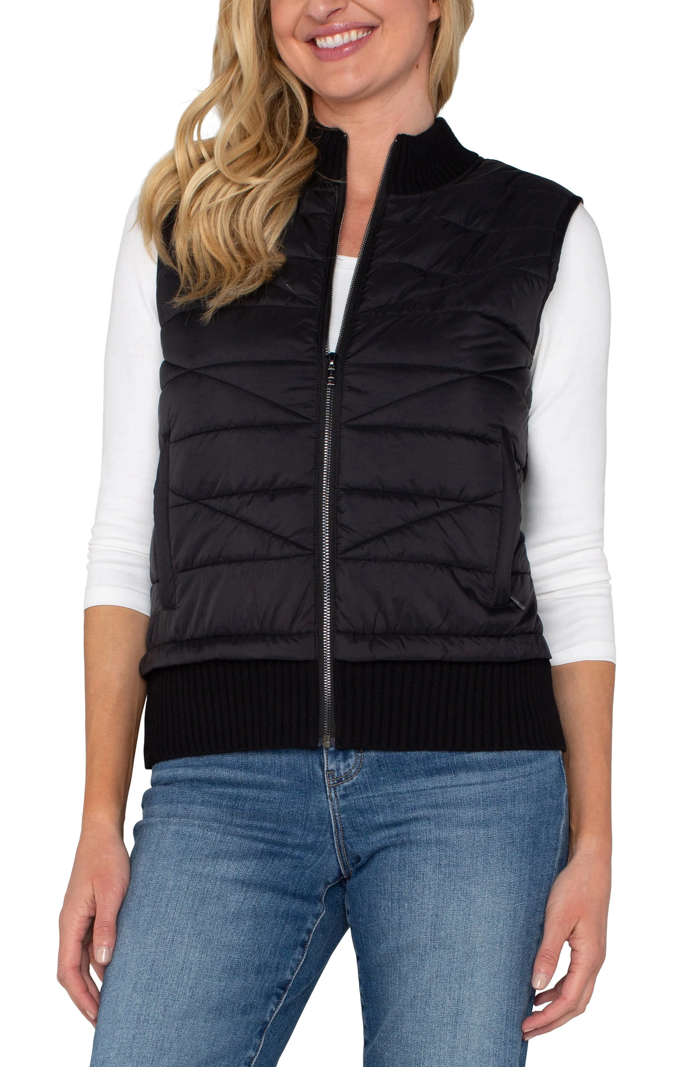 PETITE SLEEVELESS QUILTED FULL ZIP SWEATER VEST sold by Liverpool Jeans Company product image thumbnail 3