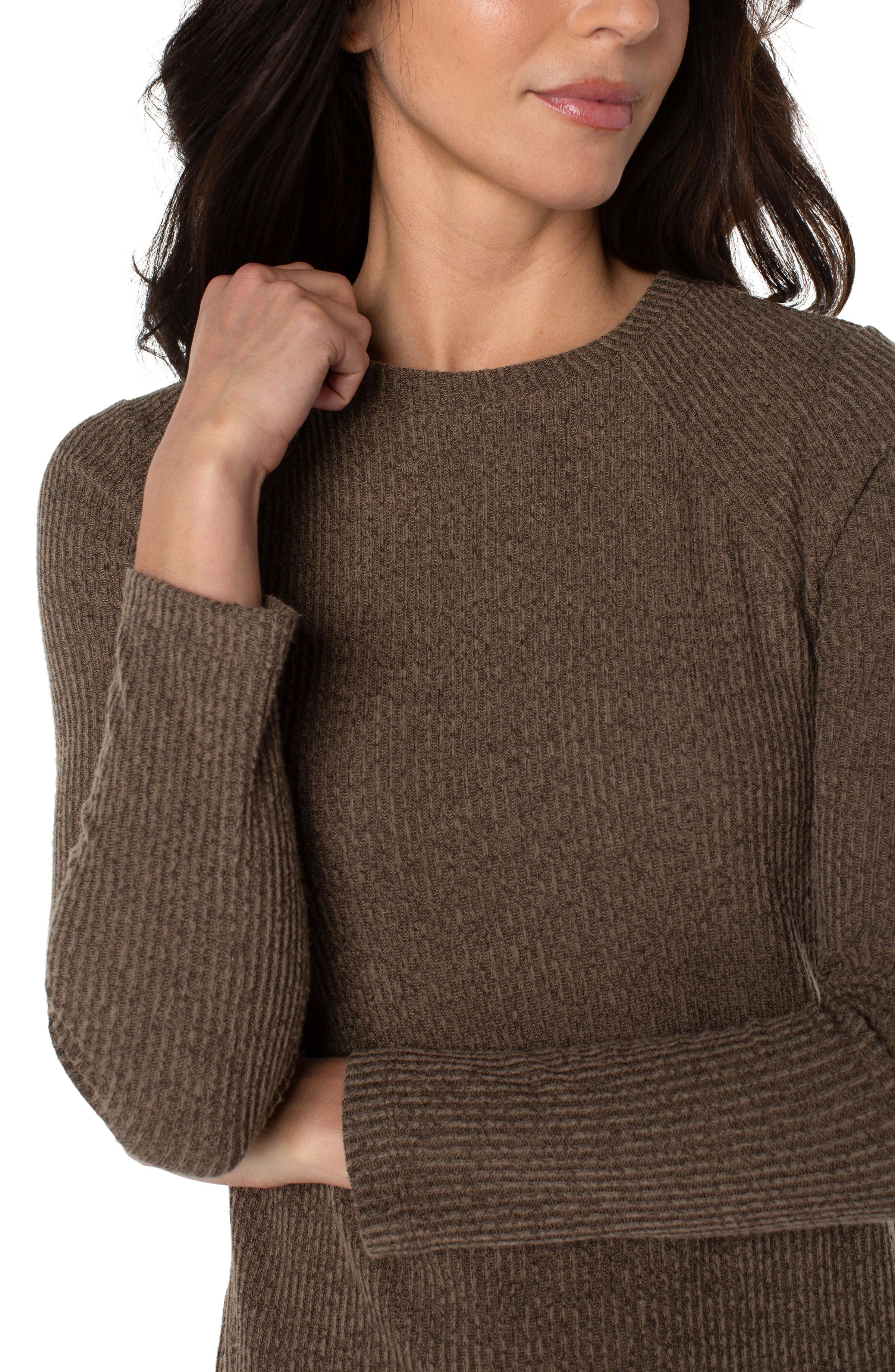 TEXTURED BLOCK LONG SLEEVE KNIT TOP sold by Liverpool Jeans Company product image thumbnail 2