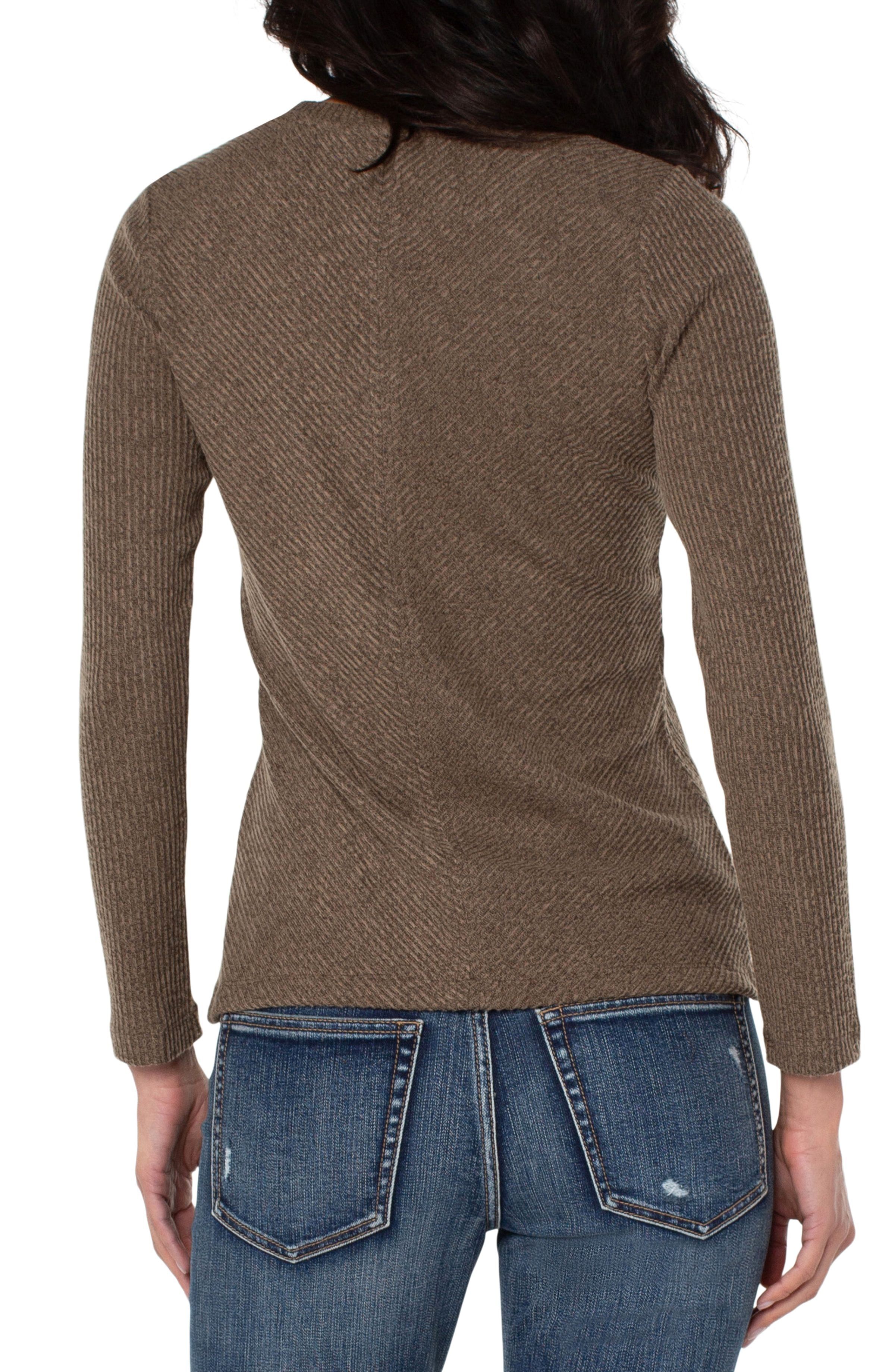 TEXTURED BLOCK LONG SLEEVE KNIT TOP sold by Liverpool Jeans Company product image thumbnail 3