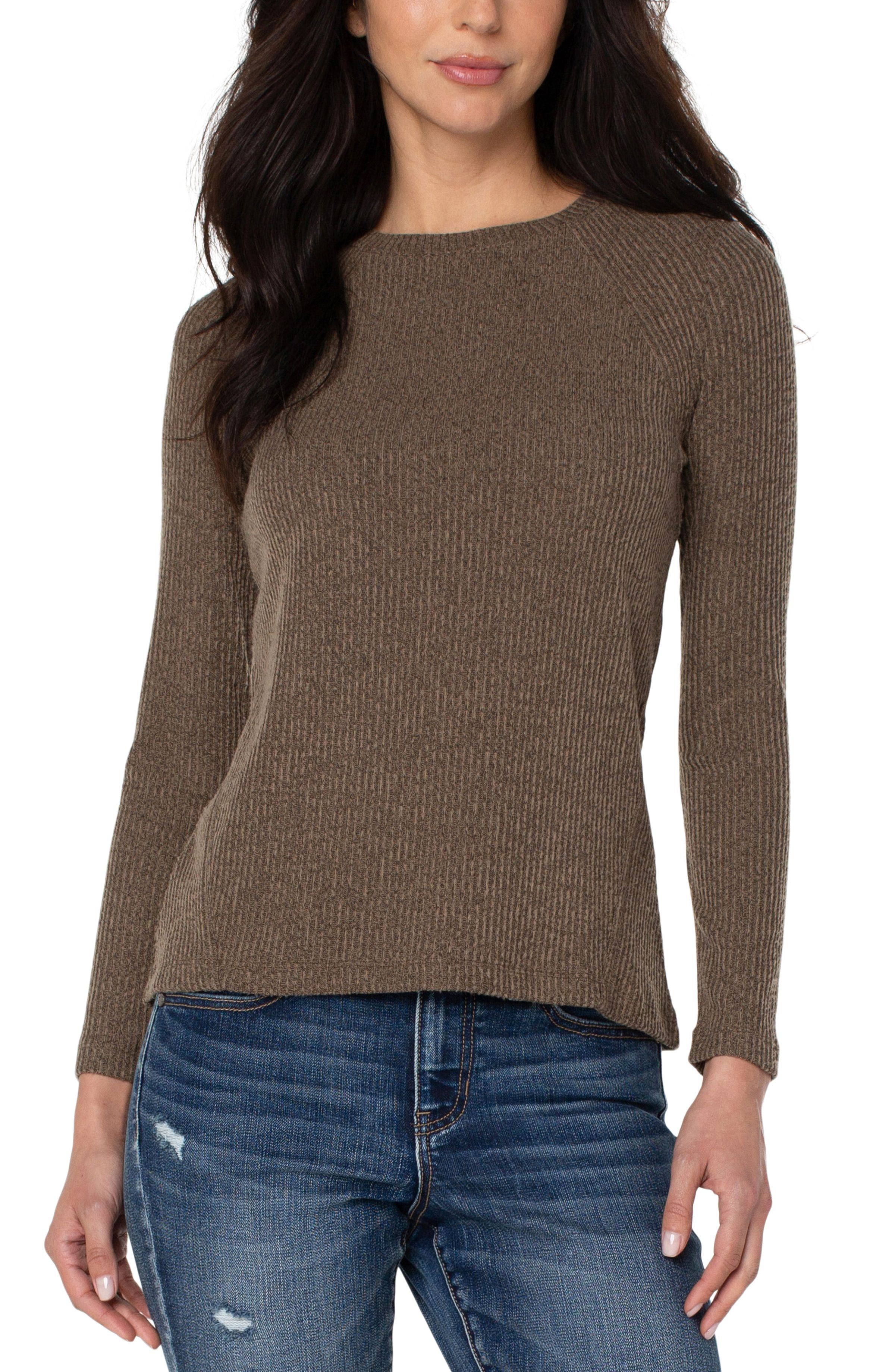 TEXTURED BLOCK LONG SLEEVE KNIT TOP sold by Liverpool Jeans Company