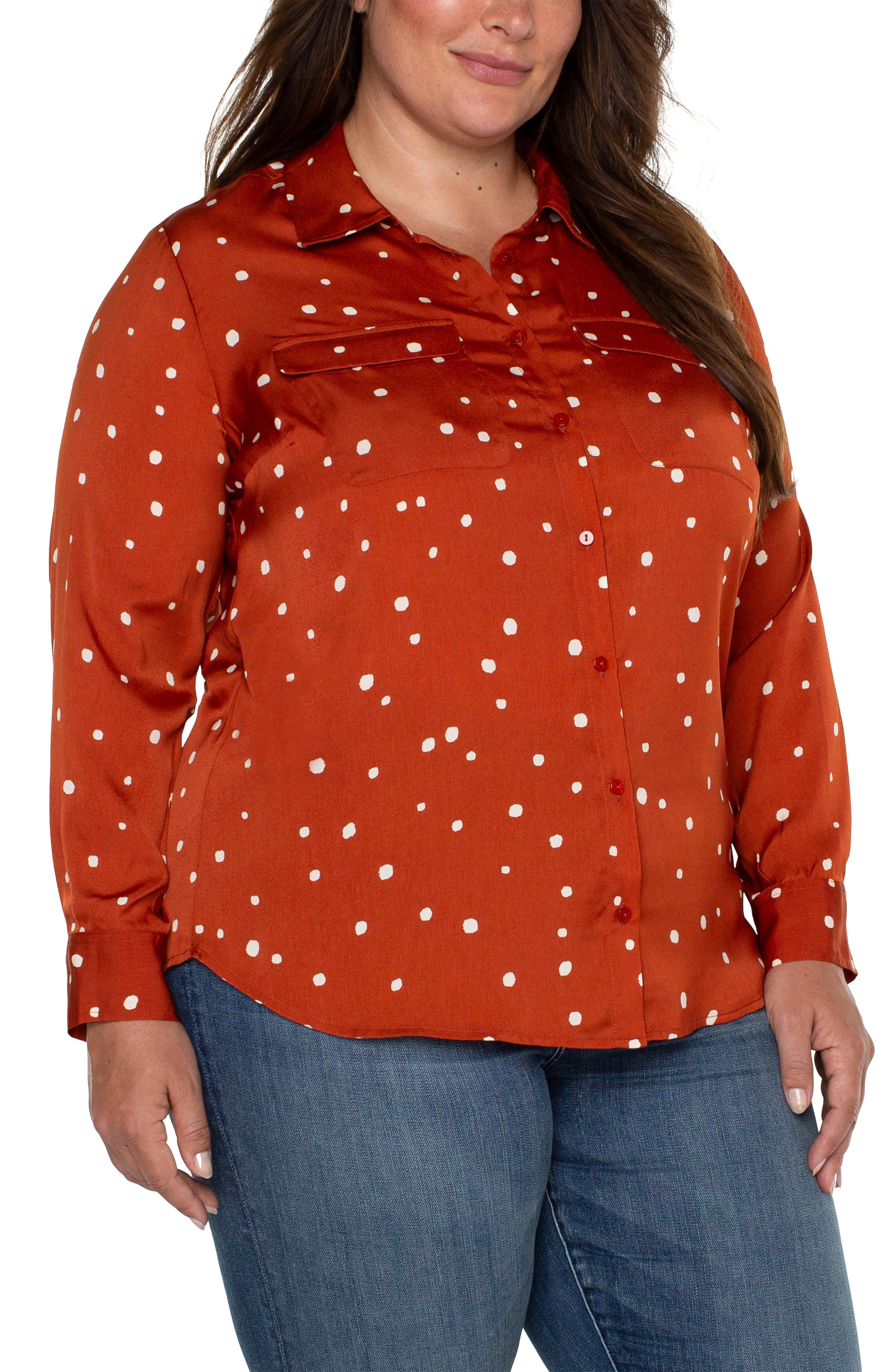 FLAP POCKET BUTTON UP WOVEN BLOUSE sold by Liverpool Jeans Company product image thumbnail 4