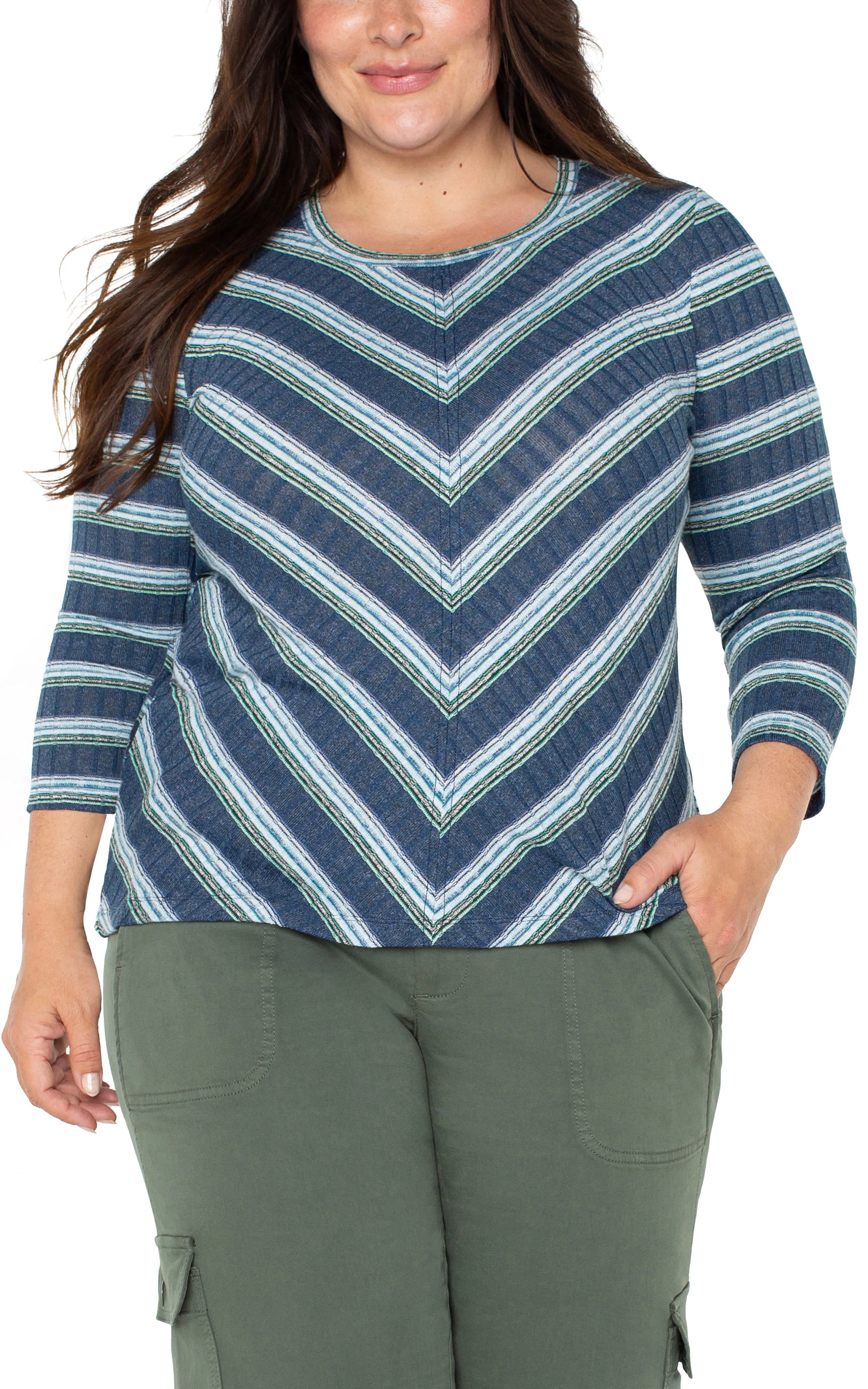 3/4 SLEEVE SCOOP NECK KNIT TOP sold by Liverpool Jeans Company