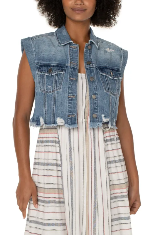 CROPPED SLEEVELESS JACKET sold by Liverpool Jeans Company