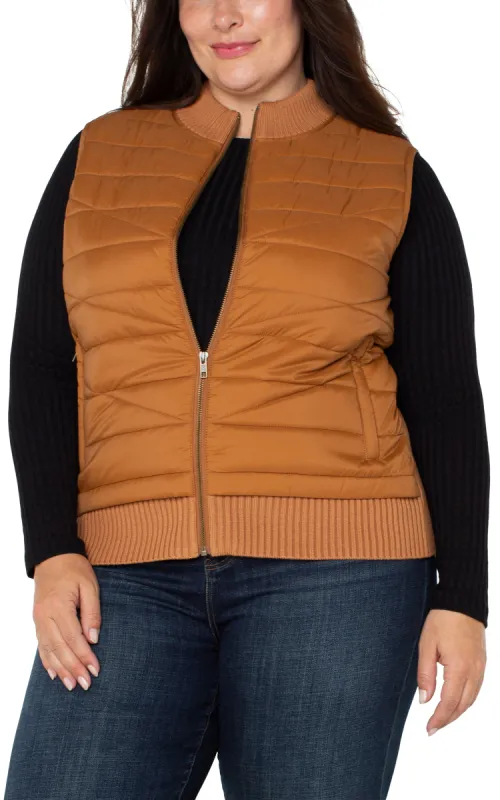 SLEEVELESS QUILTED FULL ZIP SWEATER VEST sold by Liverpool Jeans Company