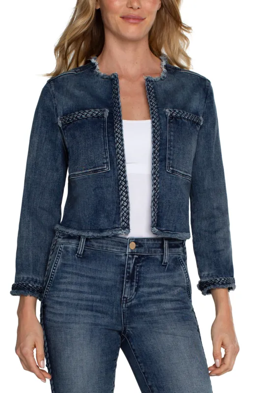 ECO CROPPED BRAIDED DENIM JACKET sold by Liverpool Jeans Company