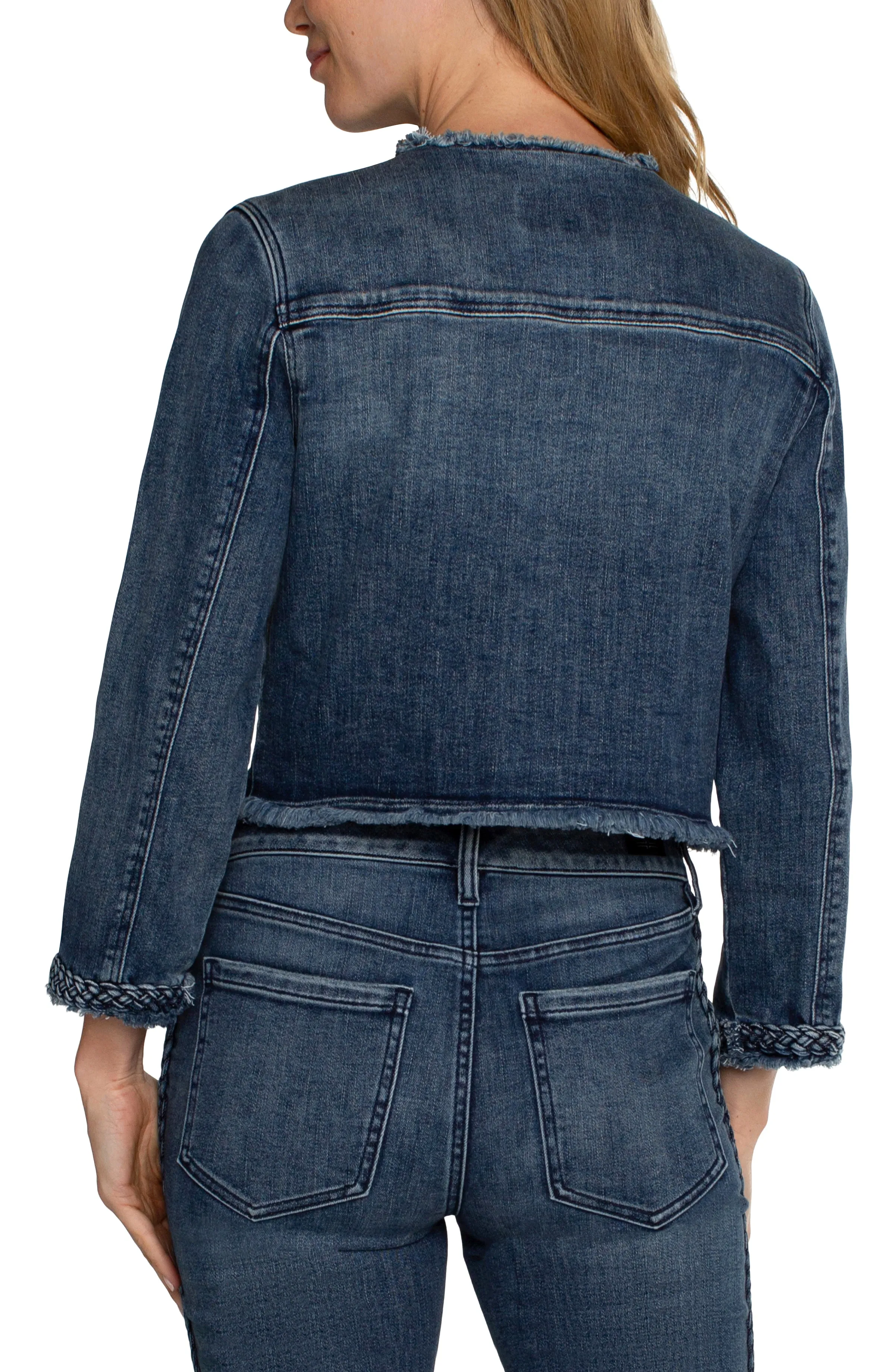 ECO CROPPED BRAIDED DENIM JACKET sold by Liverpool Jeans Company product image thumbnail 2