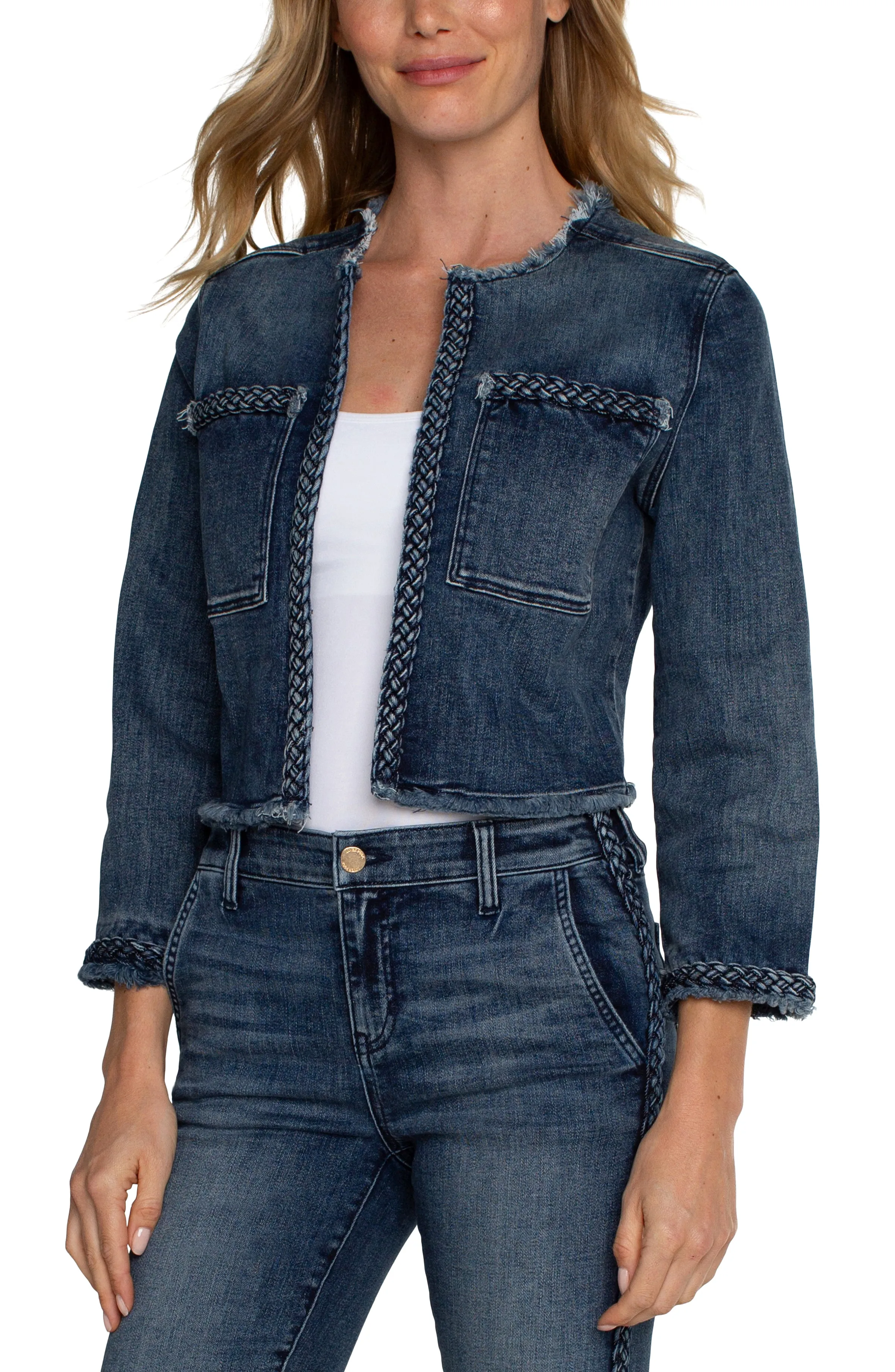 ECO CROPPED BRAIDED DENIM JACKET sold by Liverpool Jeans Company product image thumbnail 4